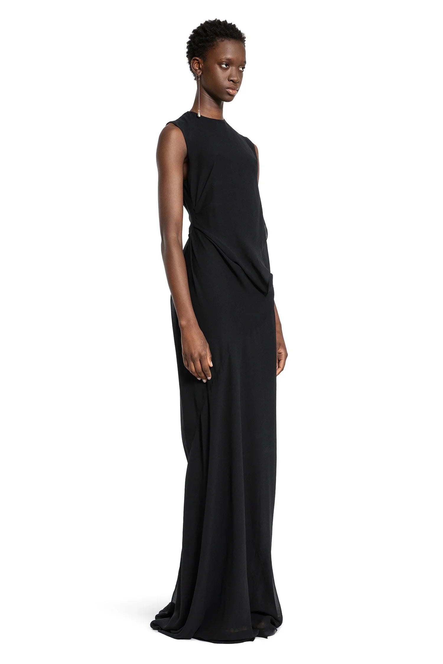 Leah Long Asymmetric Dress in Silk Georgette - Antonioli.eu