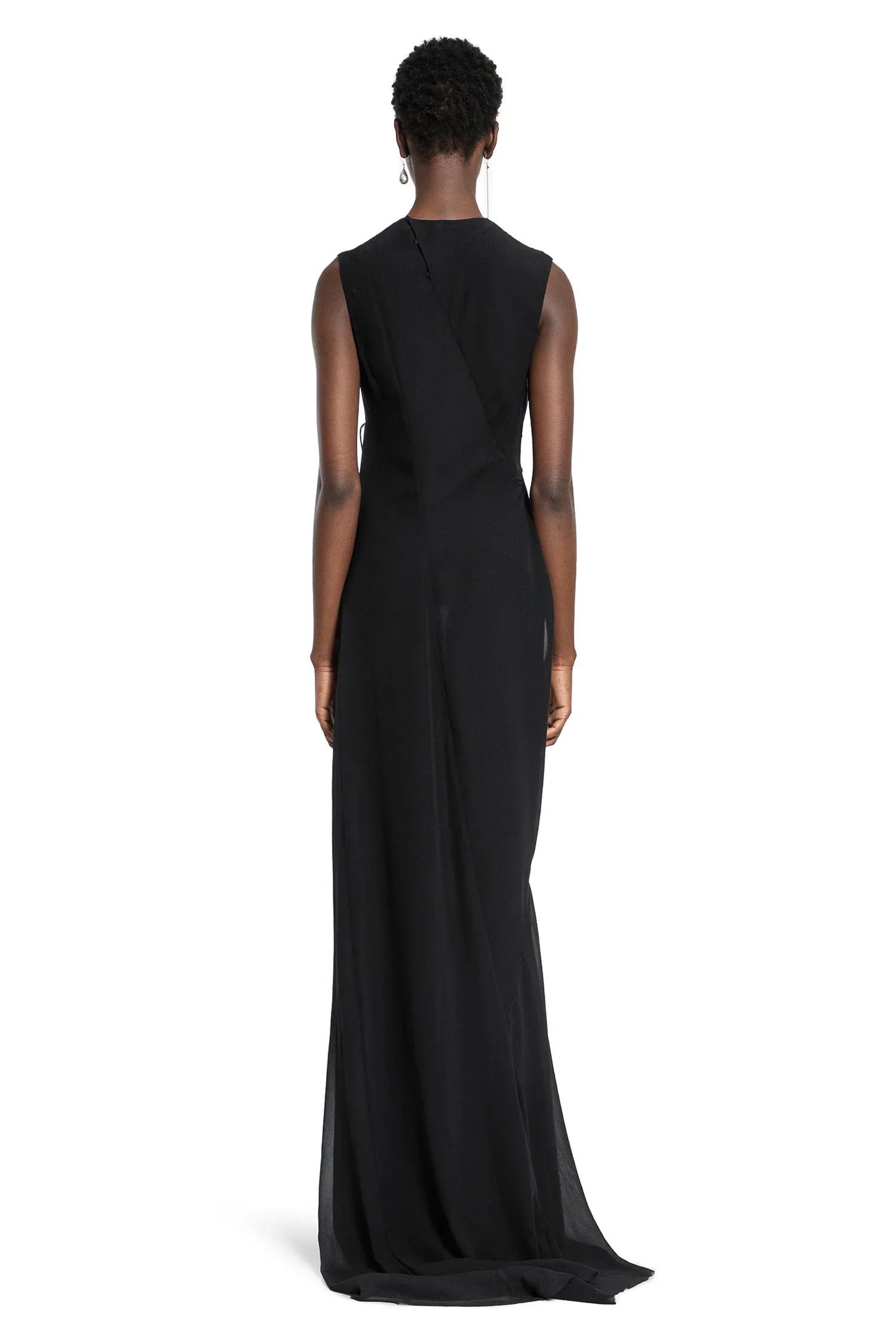 Leah Long Asymmetric Dress in Silk Georgette - Antonioli.eu