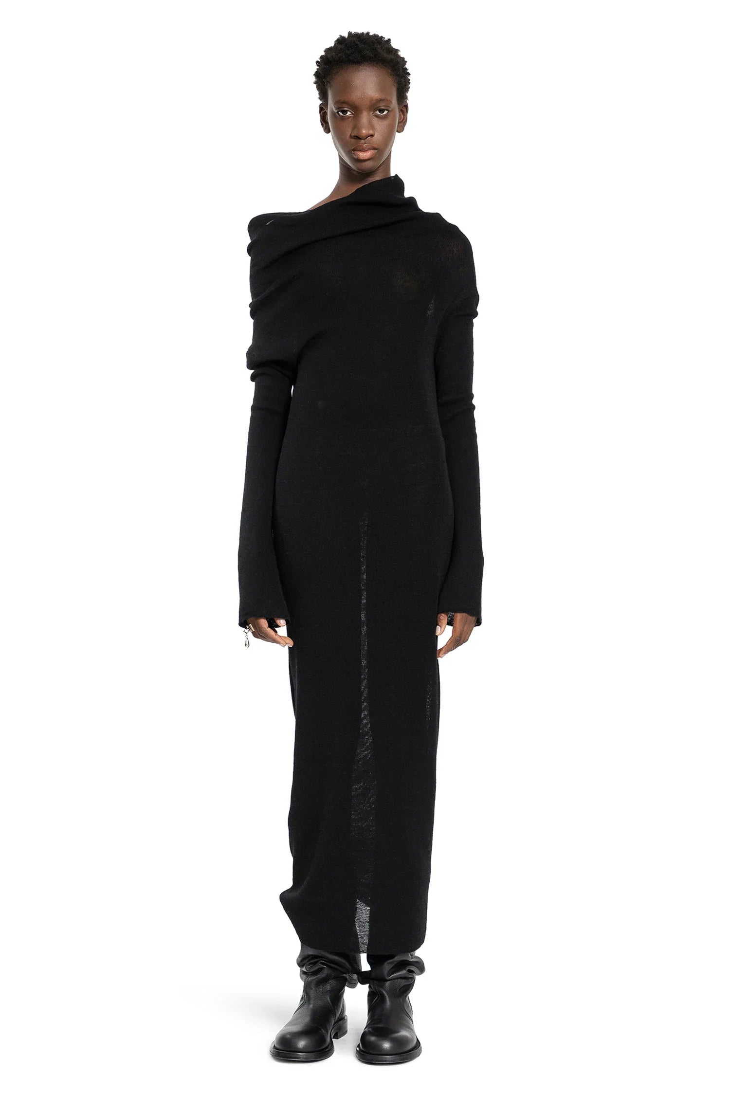 Barbro Long Dress in Ultralight Crêpe Wool Knit - Antonioli.eu
