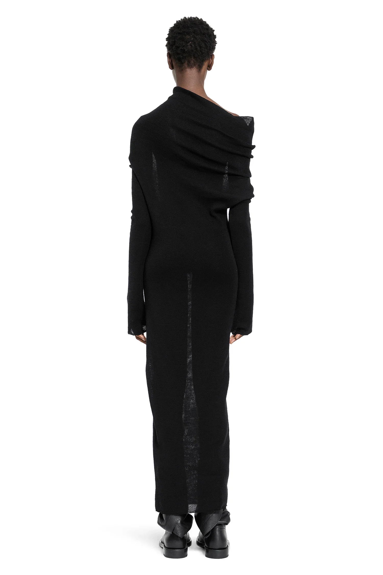 Barbro Long Dress in Ultralight Crêpe Wool Knit - Antonioli.eu