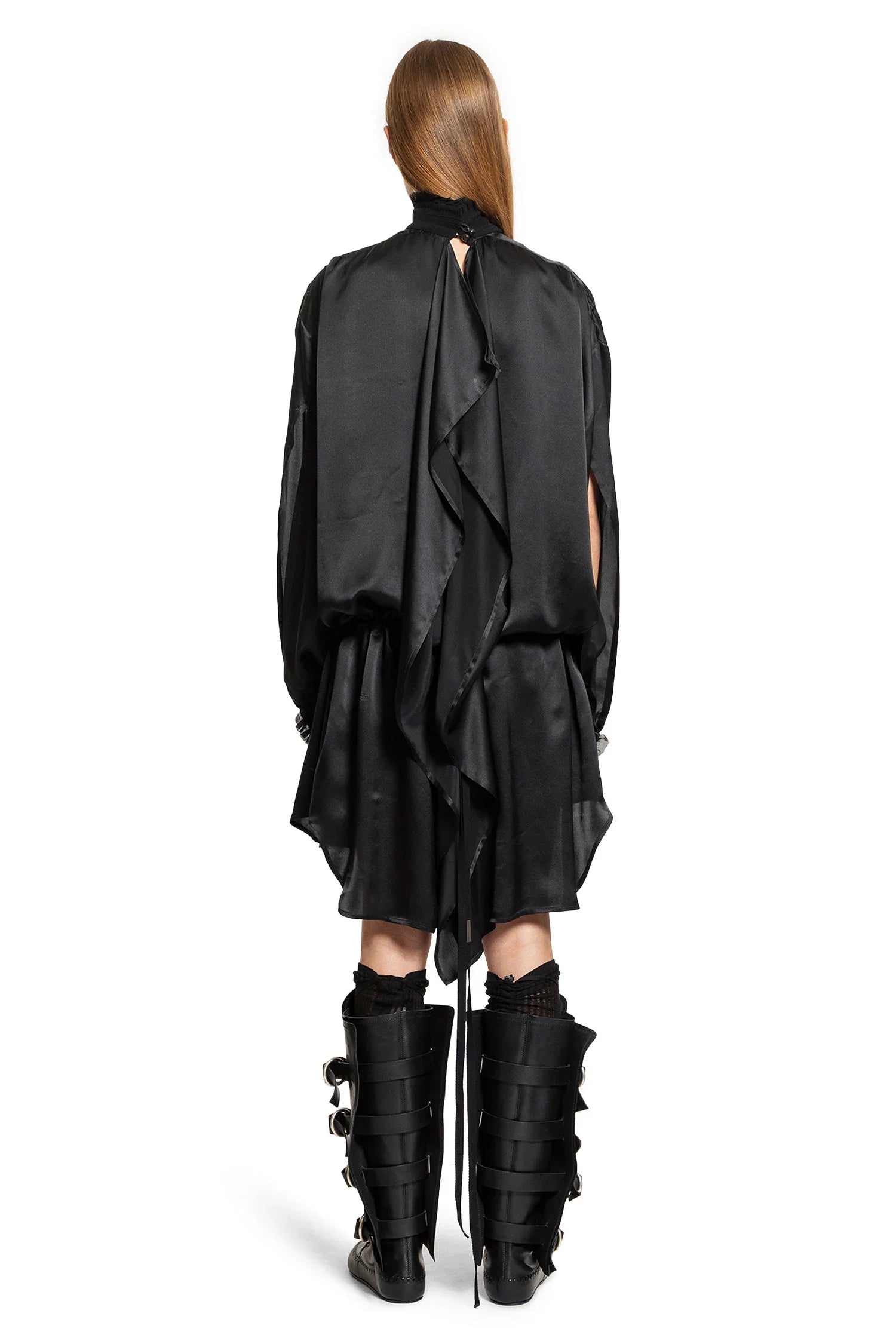 Jenna Turtleneck Dress in Washed Light Satin - Antonioli.eu