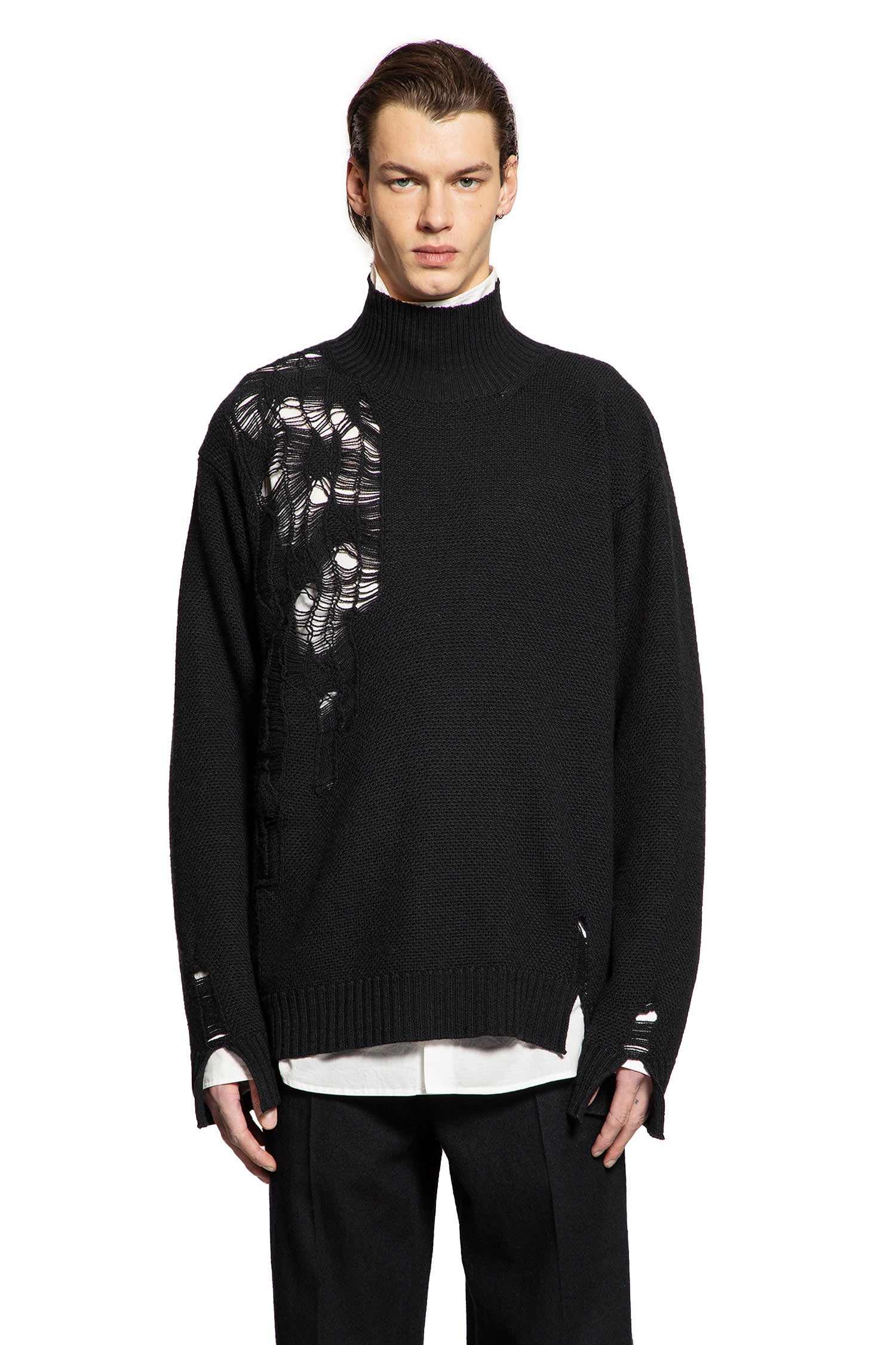 Natan Destroyed Seed Stitch Turtleneck Sweater