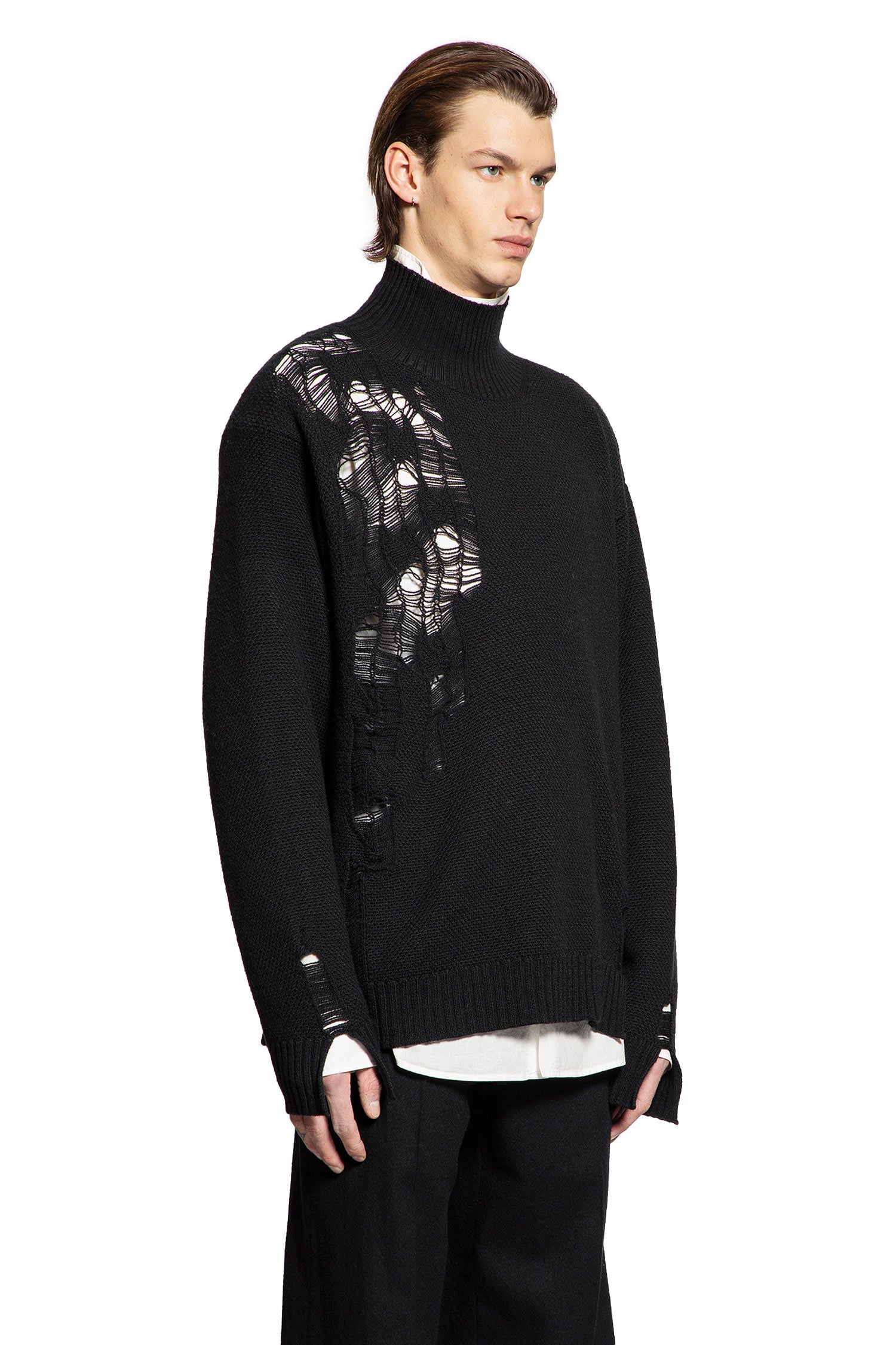 Natan Destroyed Seed Stitch Turtleneck Sweater