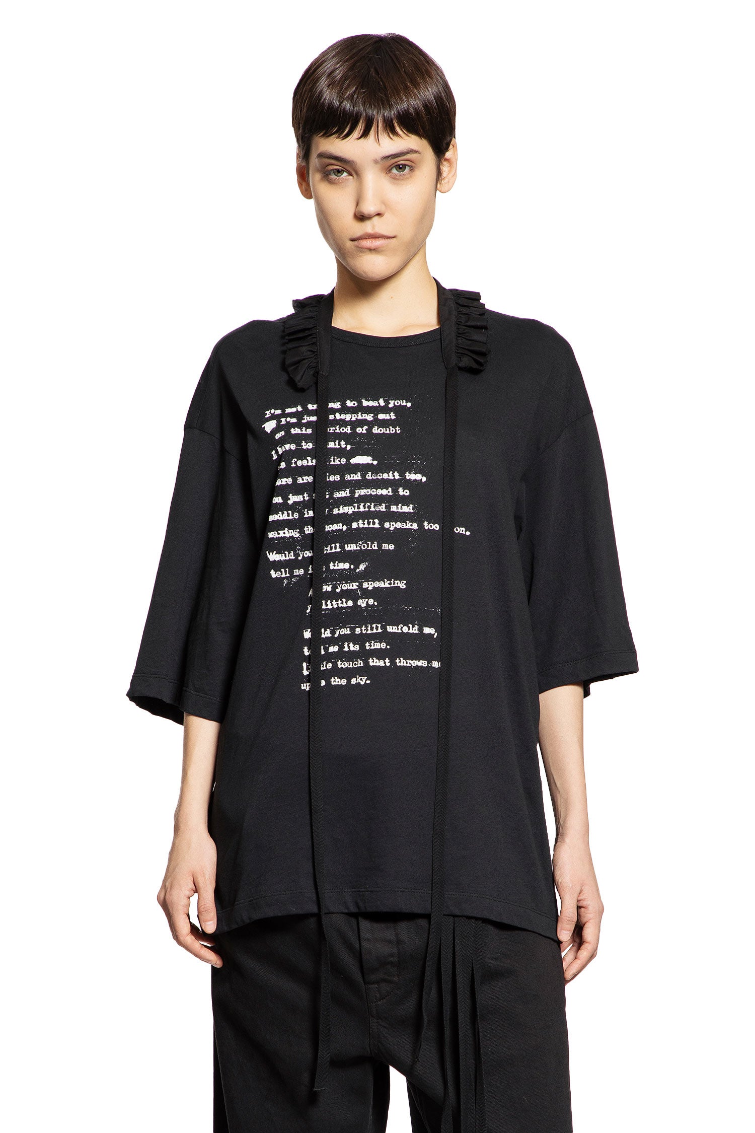 Agapi Printed T-Shirt with Detachable Collar - Antonioli.eu