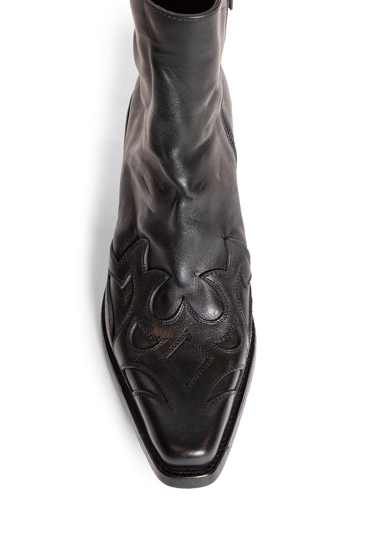Hemo Western Boots in washed grained calfskin - Antonioli.eu