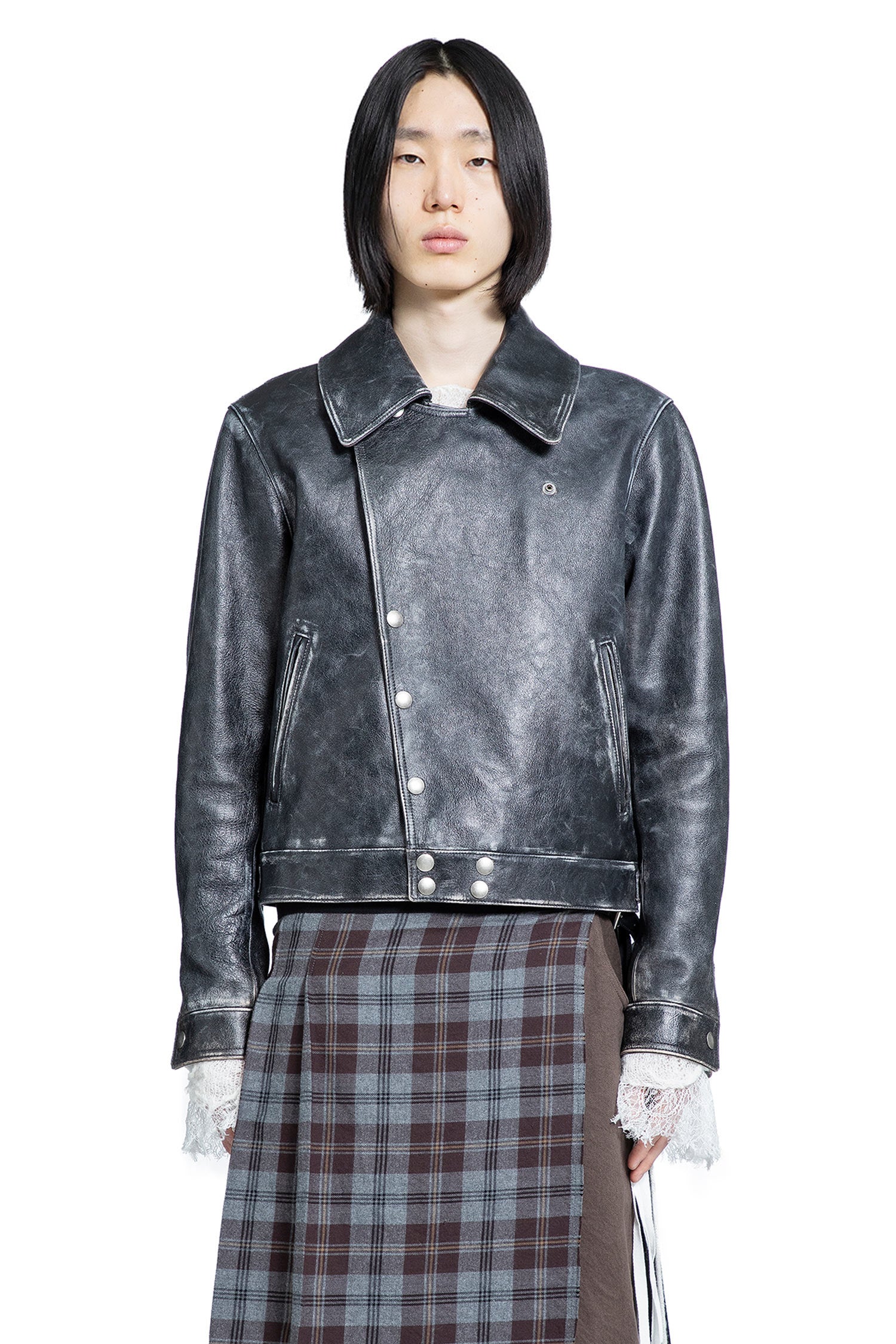Binus Distressed Shearling Leather Jacket