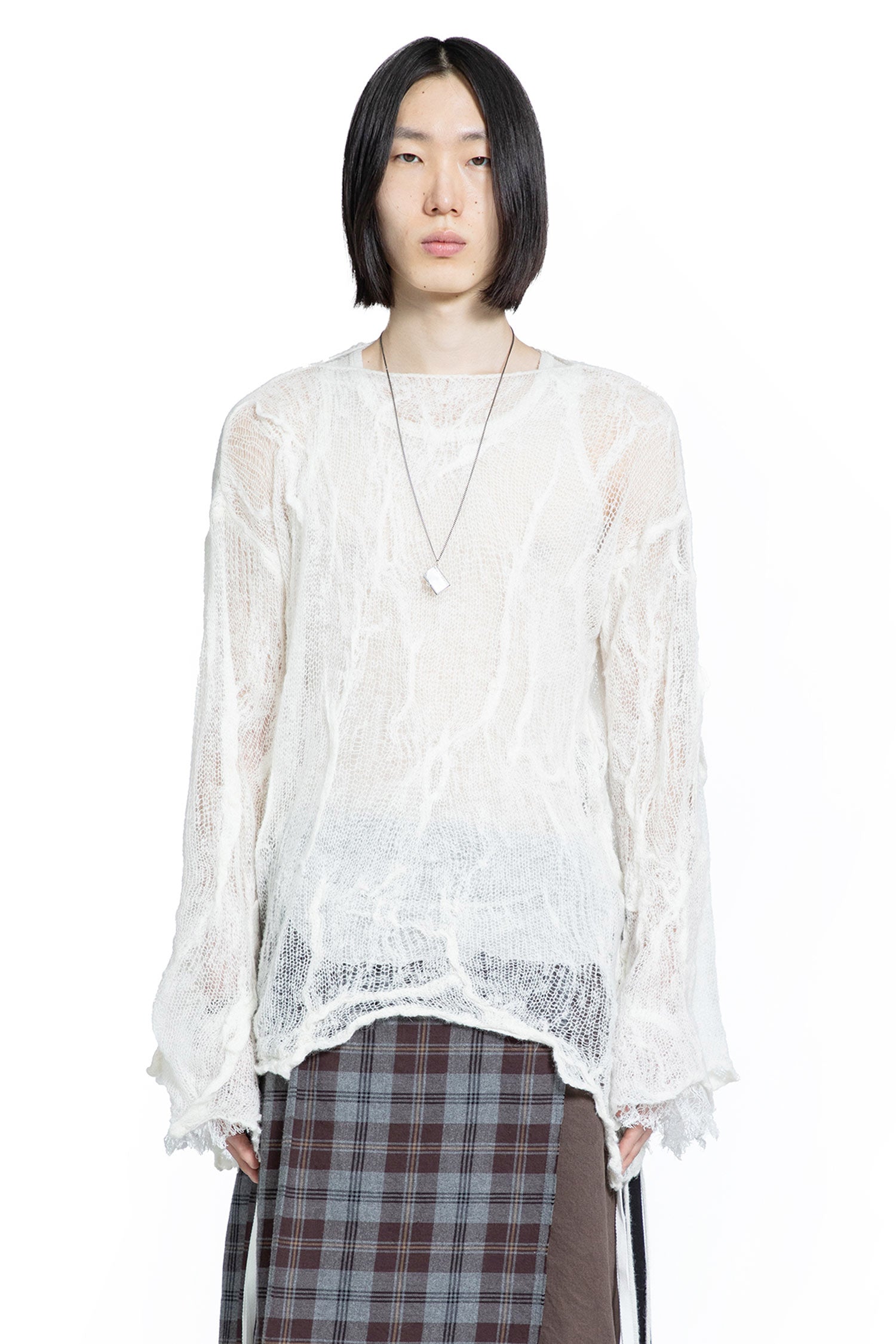 ANN DEMEULEMEESTER MAN OFF-WHITE KNITWEAR