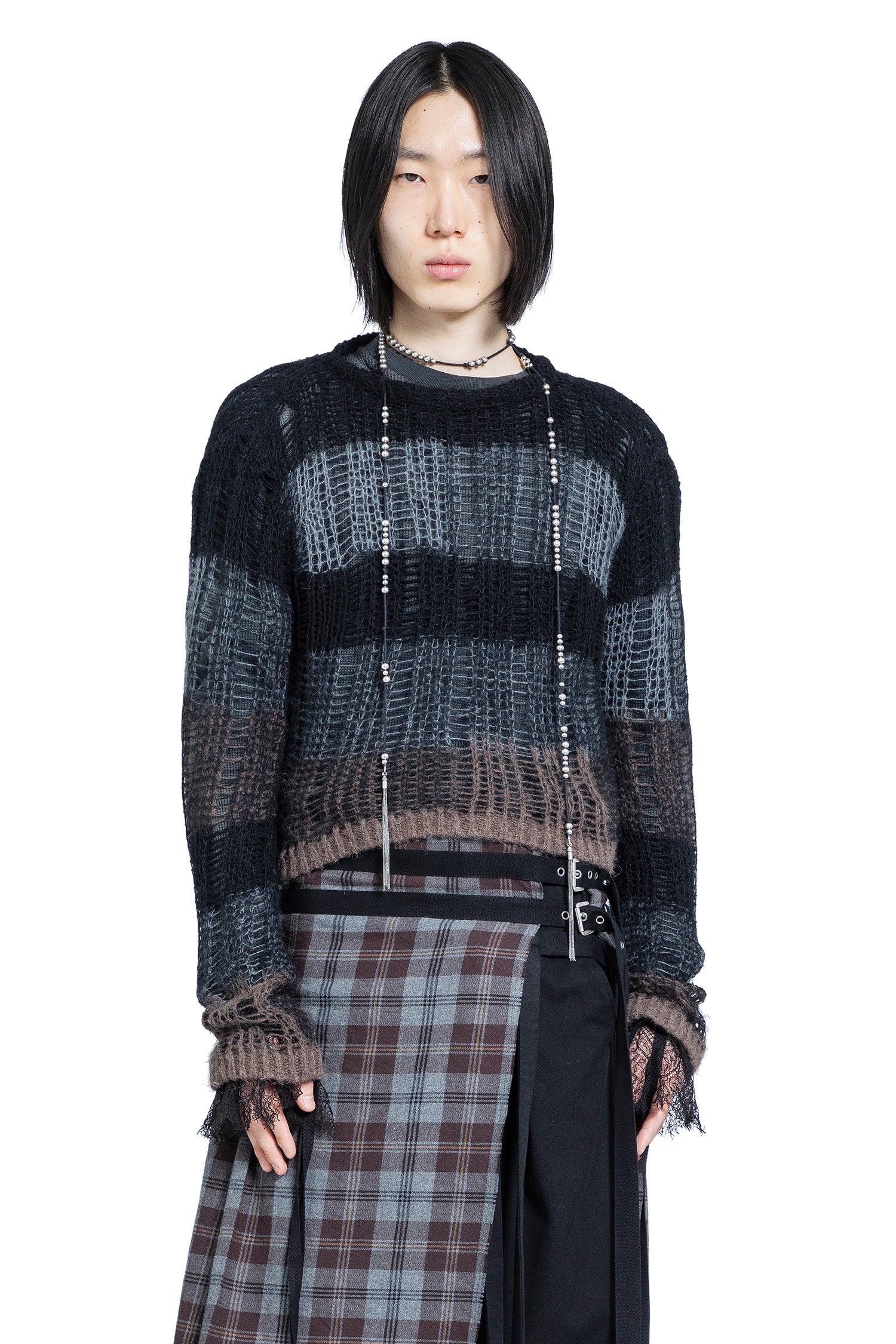 Poliet Striped Laddered Ajour Knit Sweataer - Antonioli.eu