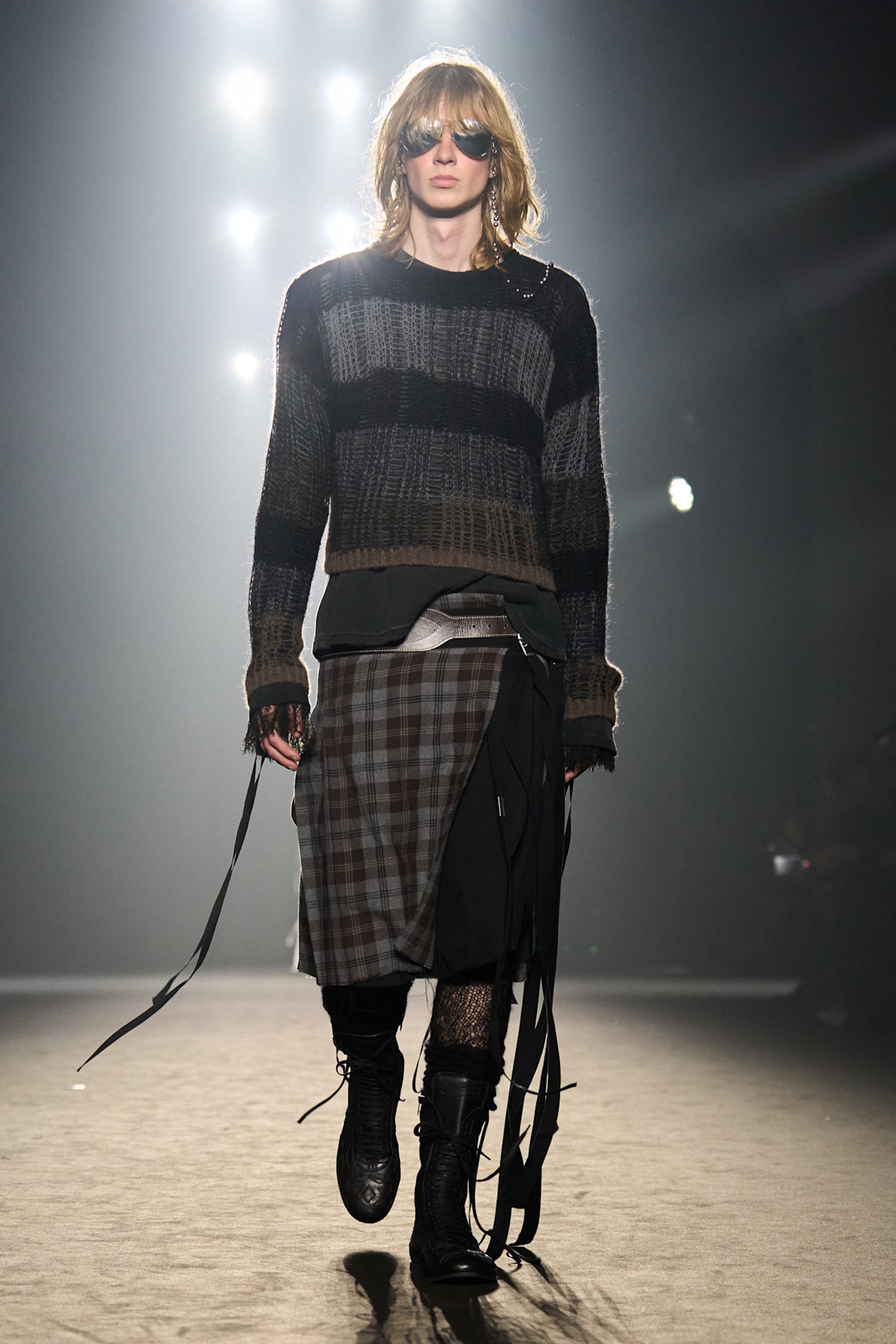 Poliet Striped Laddered Ajour Knit Sweataer