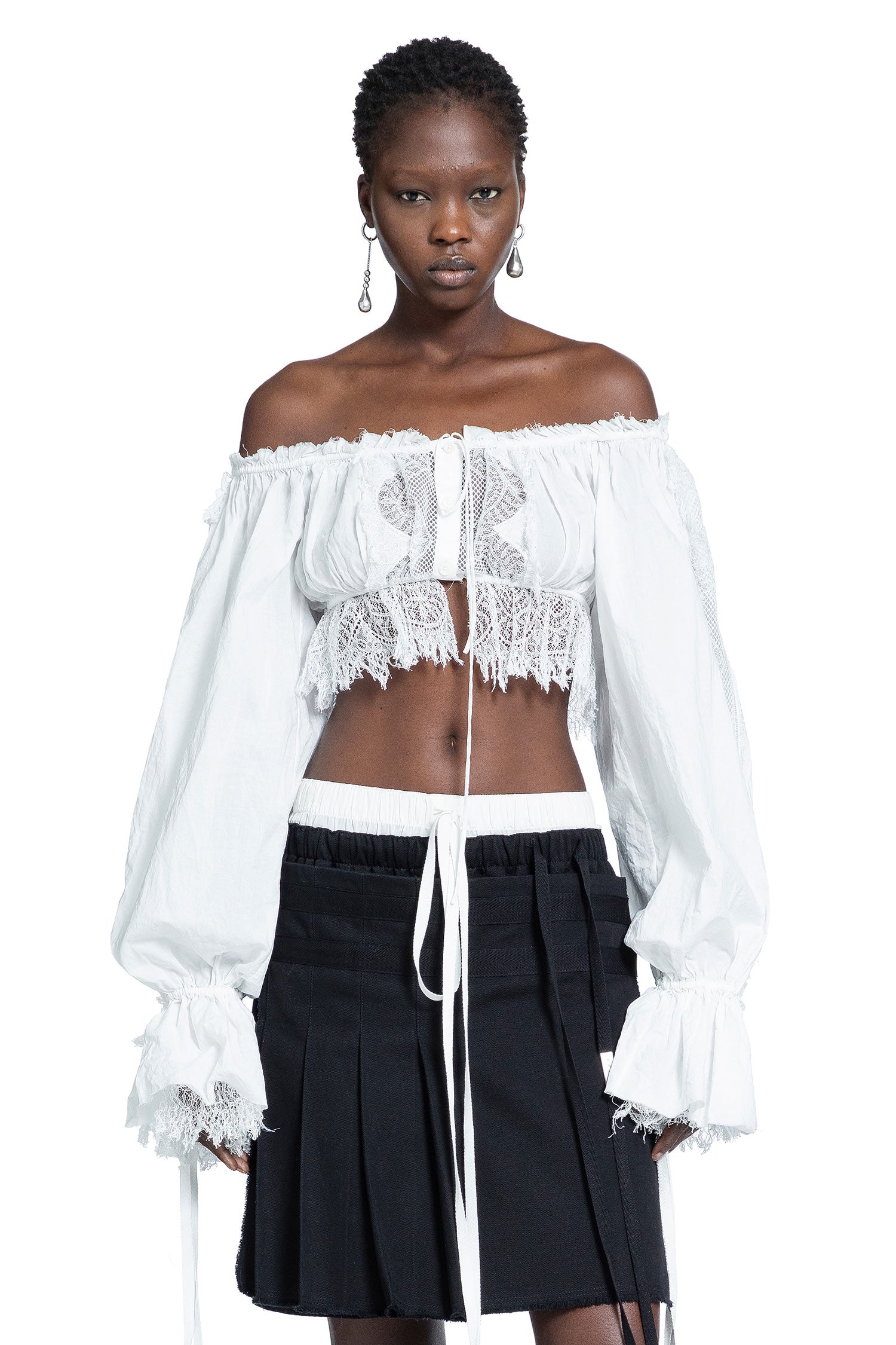 Jorunn Crop Top With Distressed Lace Details