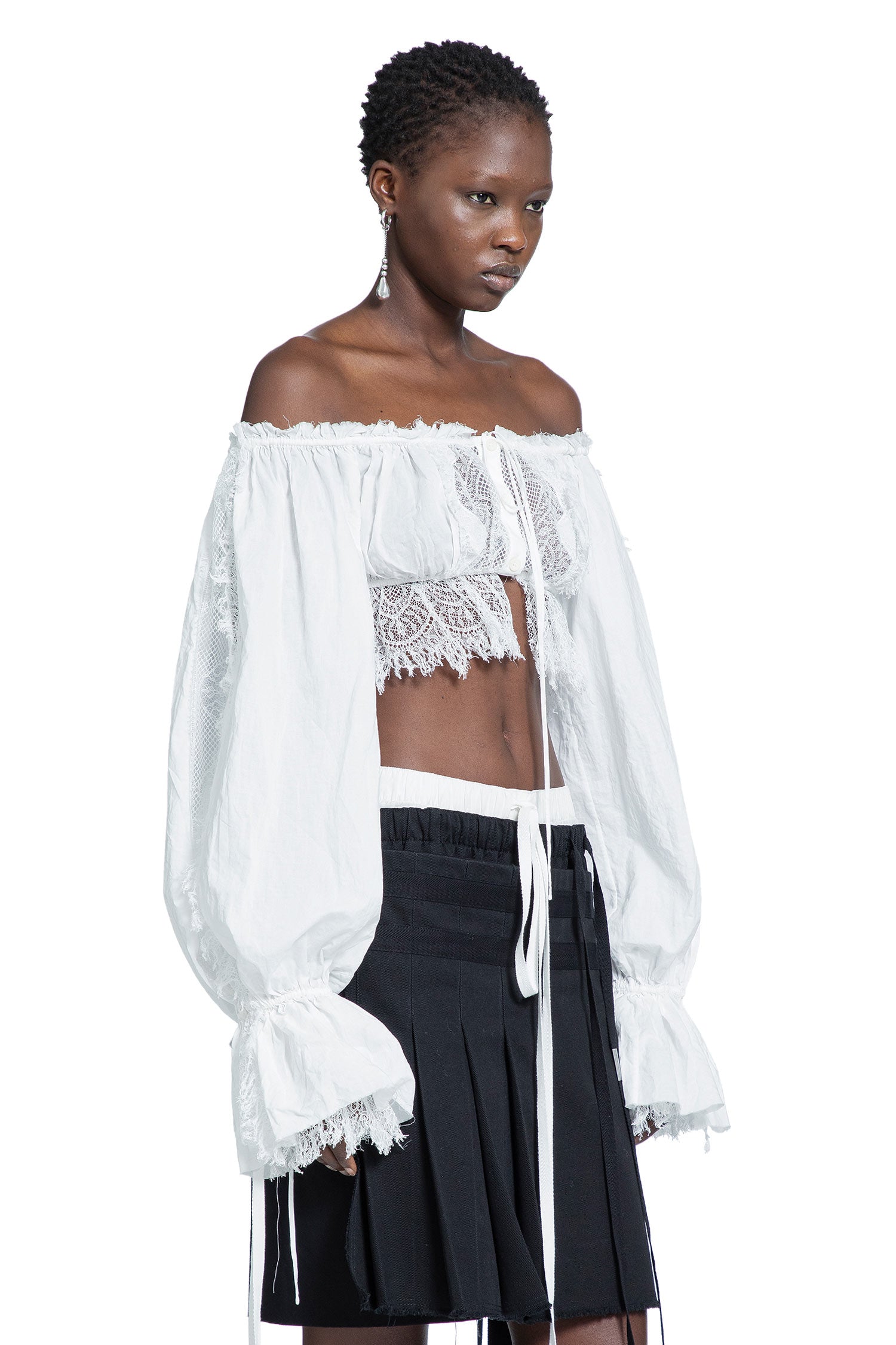 Jorunn Crop Top With Distressed Lace Details