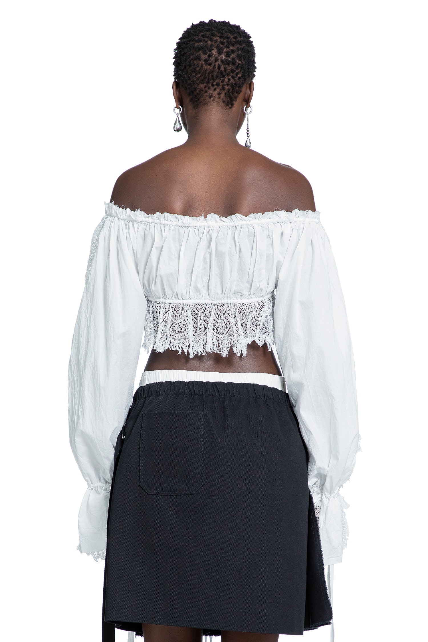 Jorunn Crop Top With Distressed Lace Details
