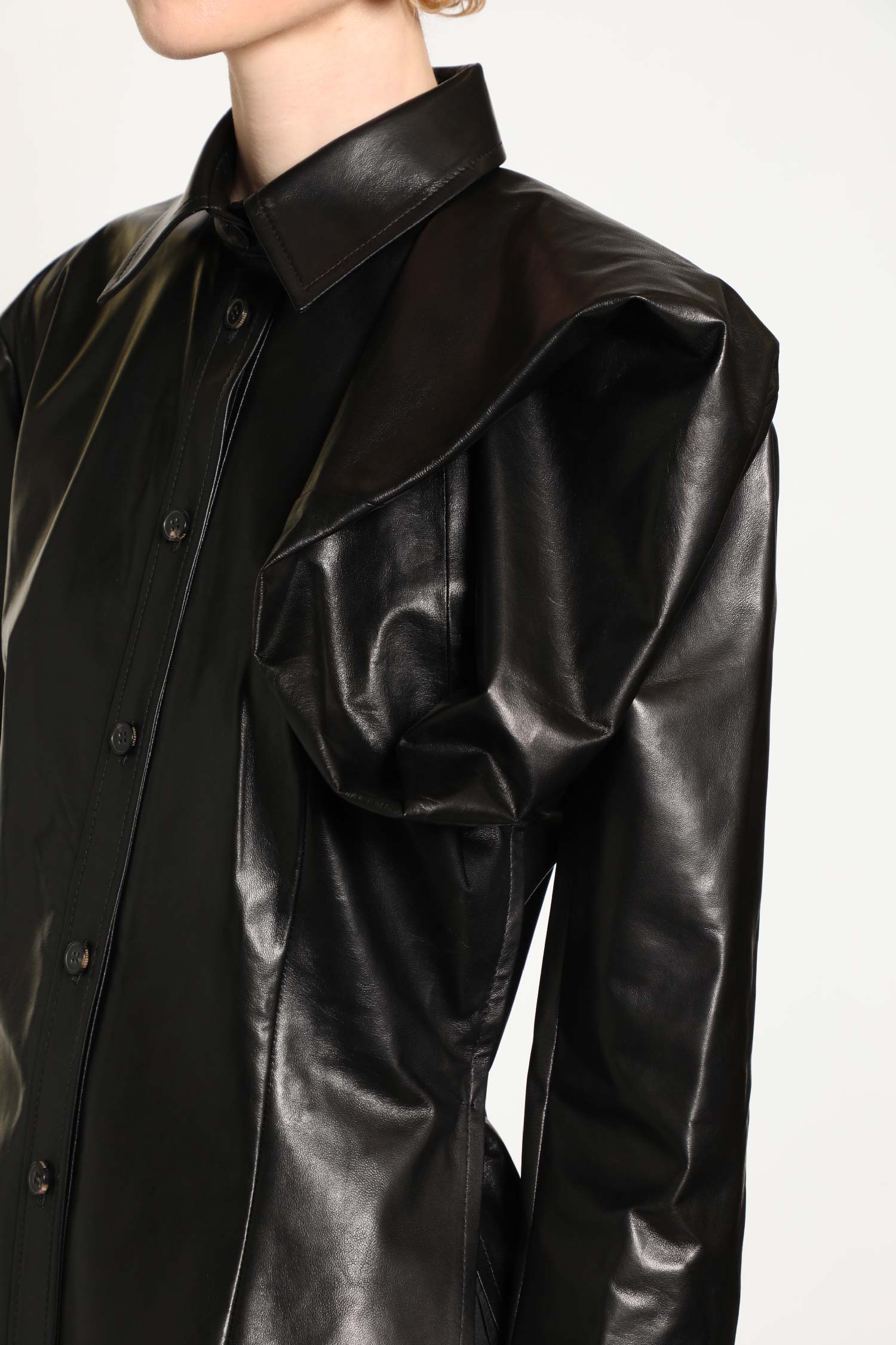 Leather Shirt with Floral Detail - Antonioli.eu