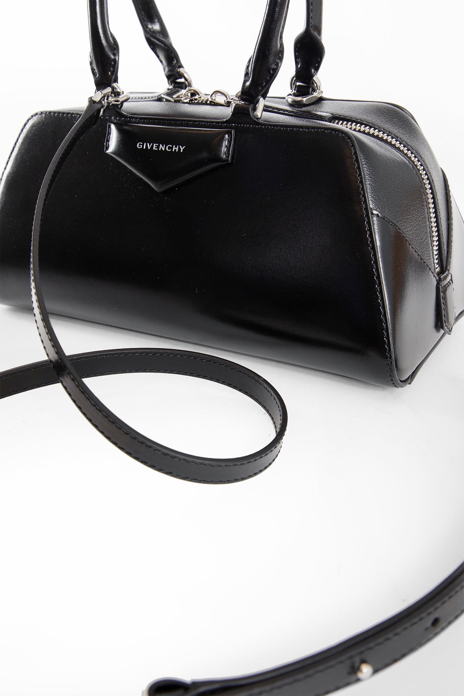 Small Antigona East-West Bag in Box Leather