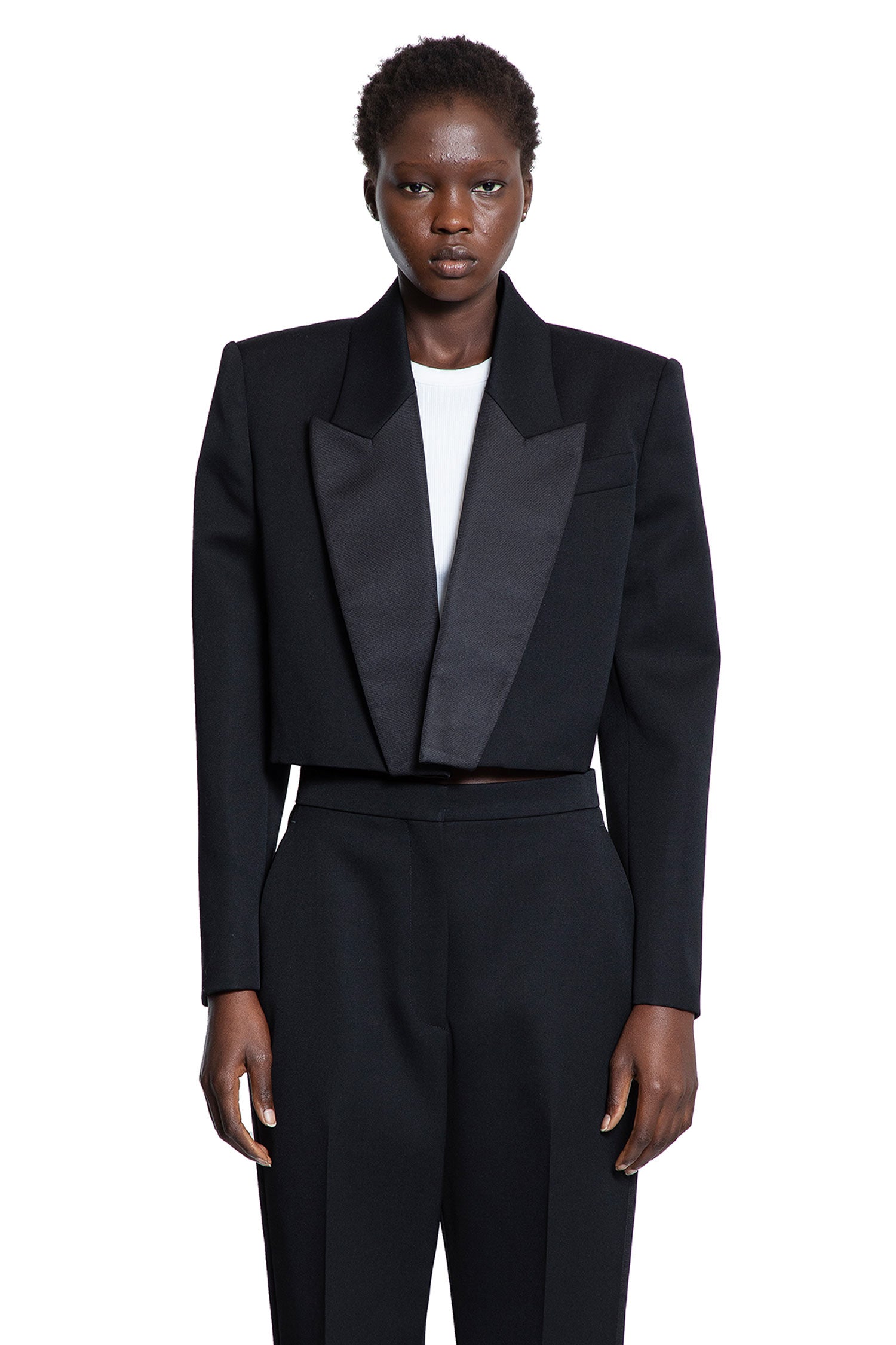 Cropped Tuxedo Blazer in Wool - Antonioli.eu