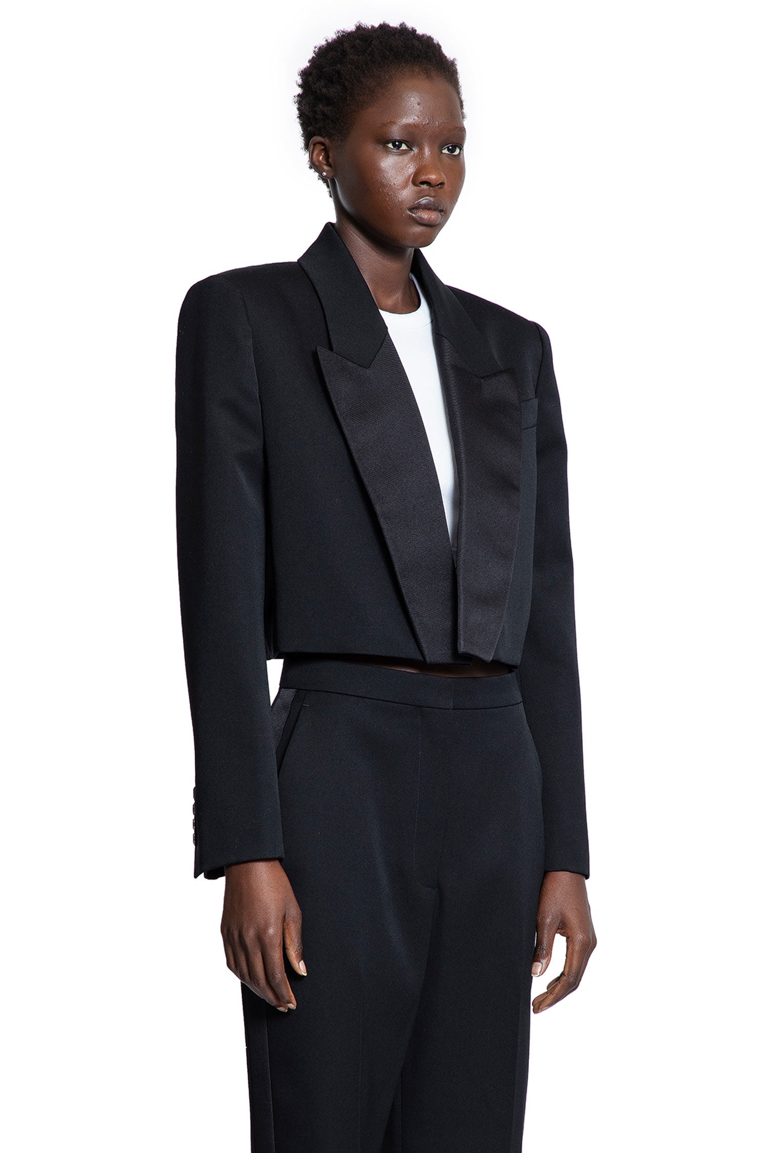 Cropped Tuxedo Blazer in Wool - Antonioli.eu