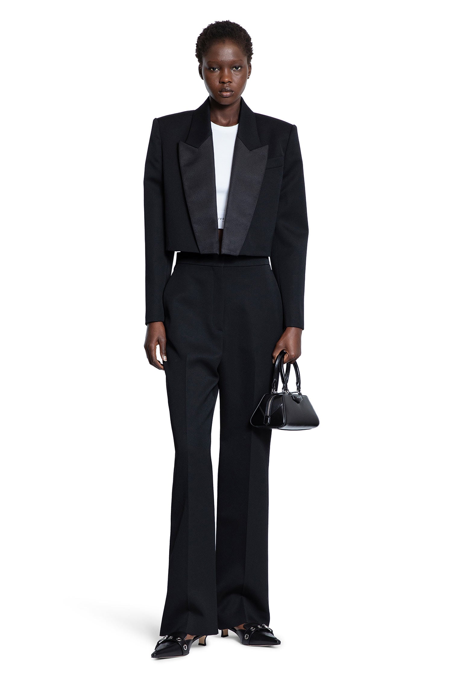 Cropped Tuxedo Blazer in Wool - Antonioli.eu