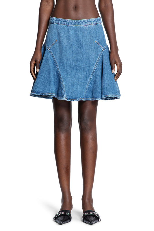 Ruffled Mini Skirt in Washed Denim - Antonioli.eu