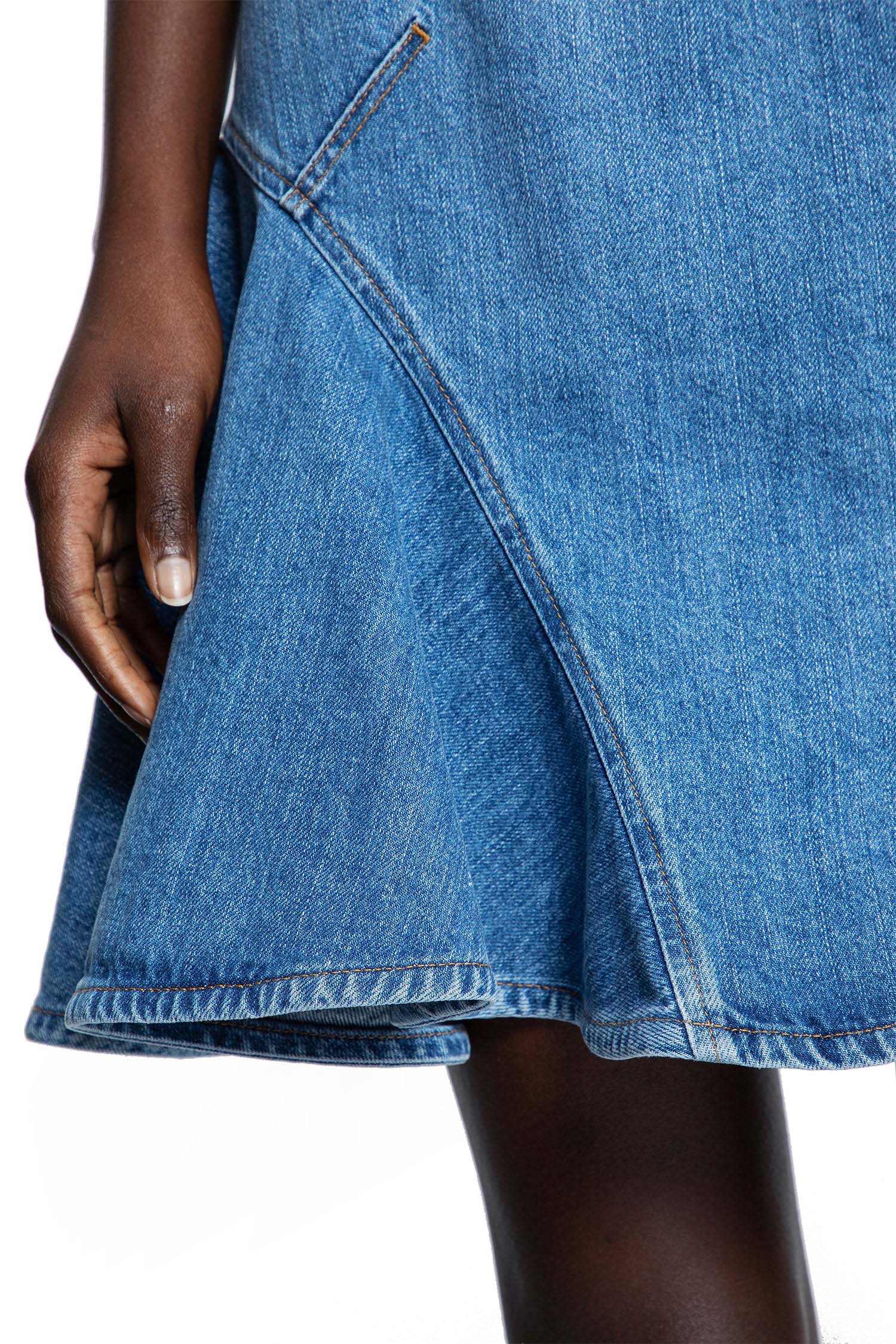 Ruffled Mini Skirt in Washed Denim - Antonioli.eu