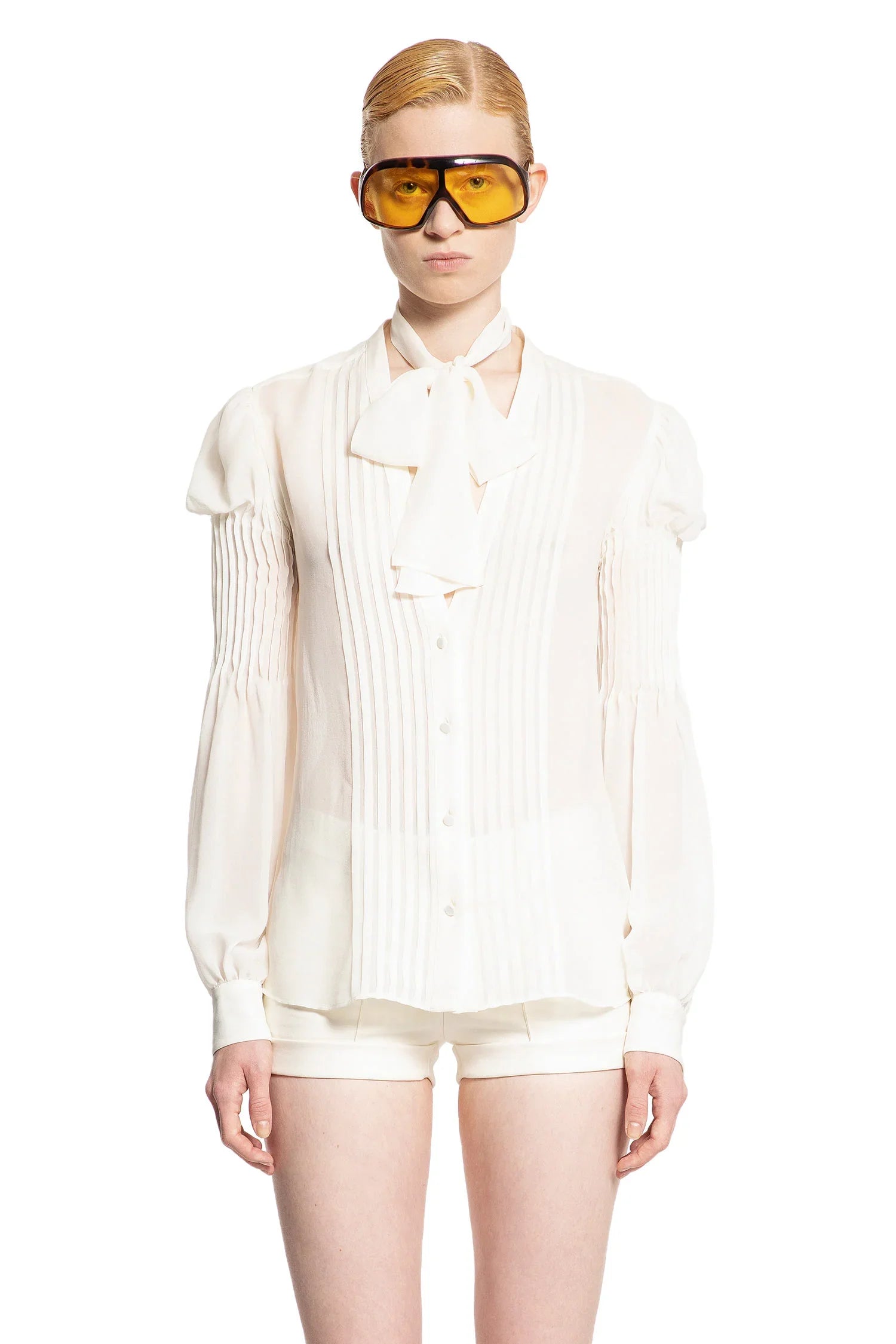 Silk georgette lavalliere blouse - Antonioli.eu