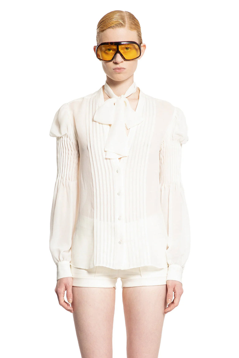 Silk georgette lavalliere blouse - Antonioli.eu