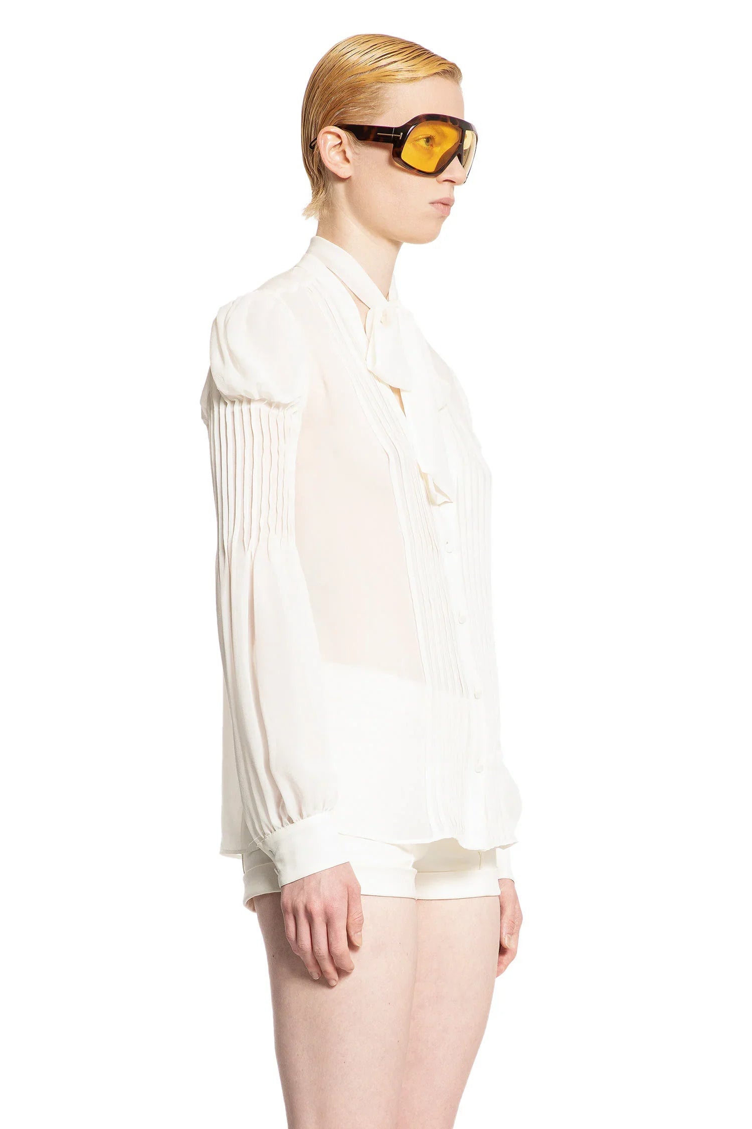 Silk georgette lavalliere blouse - Antonioli.eu