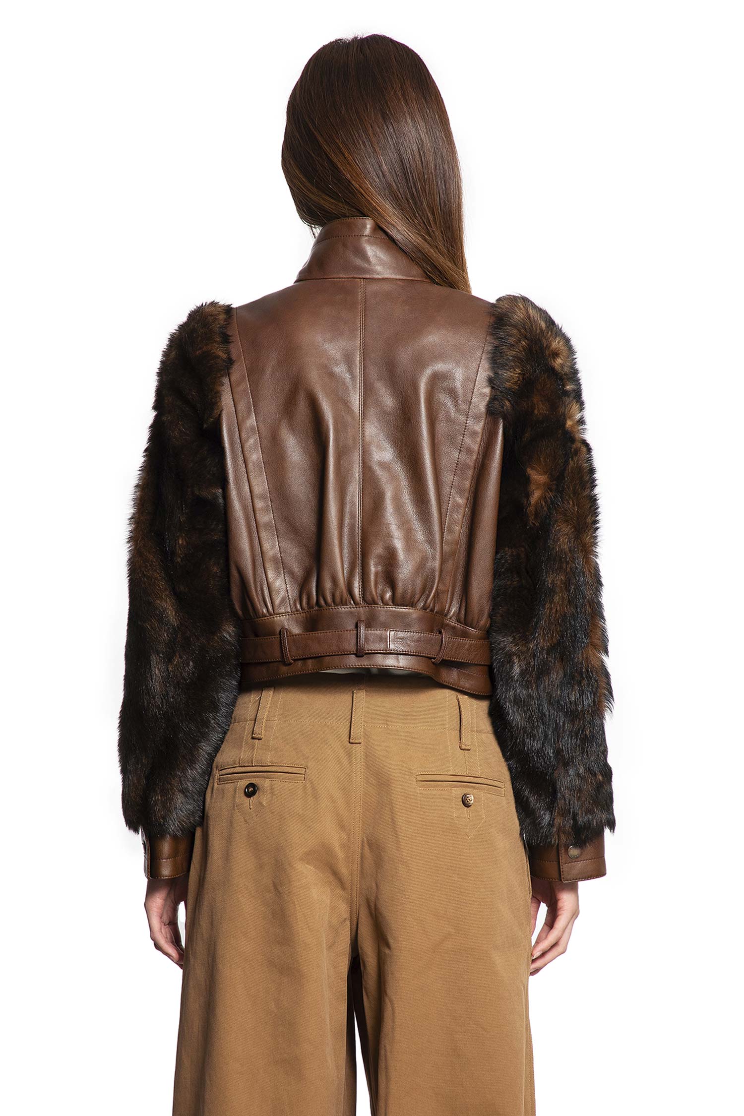 High-Neck Short Jacket in Leather - Antonioli.eu