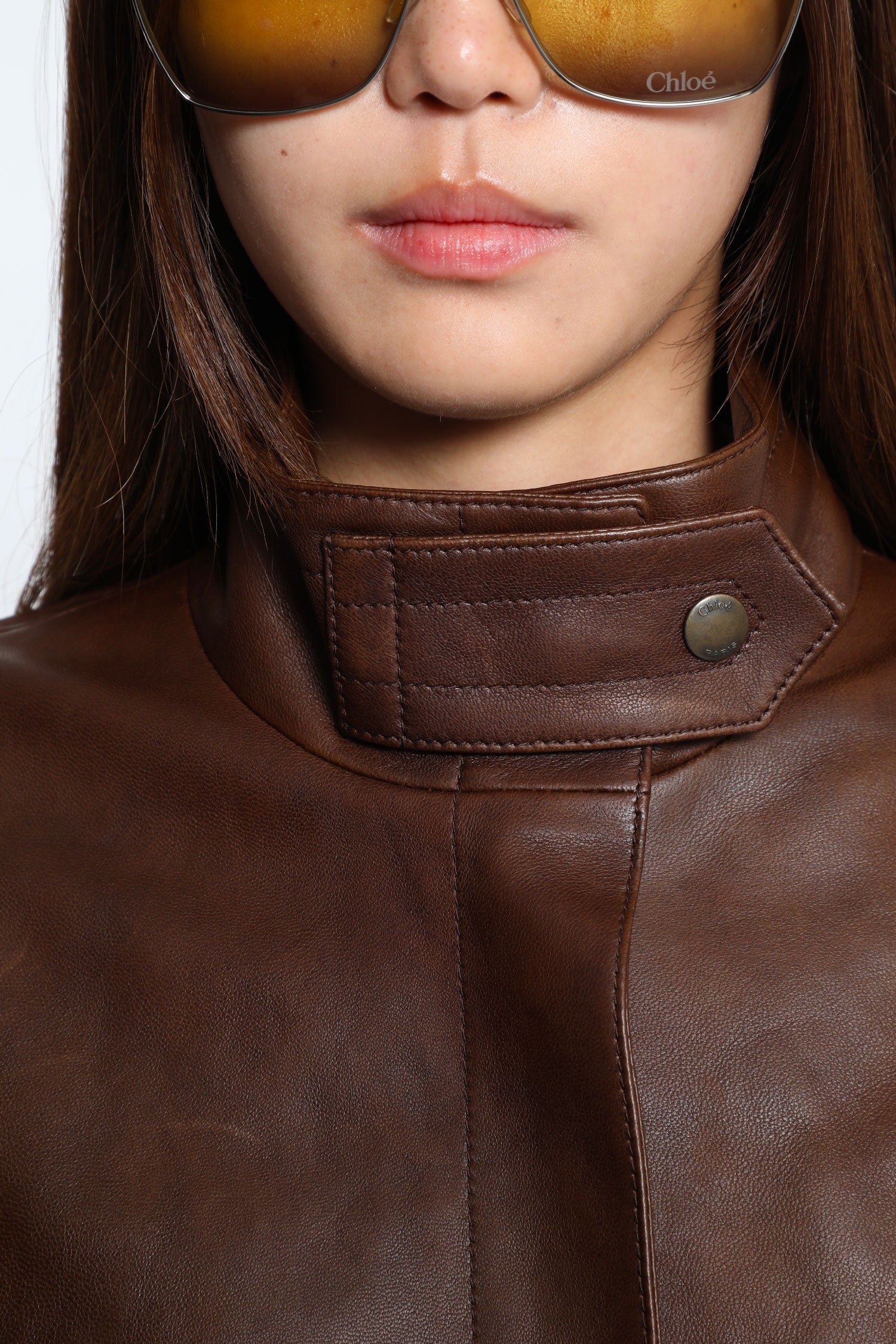 High-Neck Short Jacket in Leather - Antonioli.eu