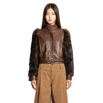 High-Neck Short Jacket in Leather - Antonioli.eu