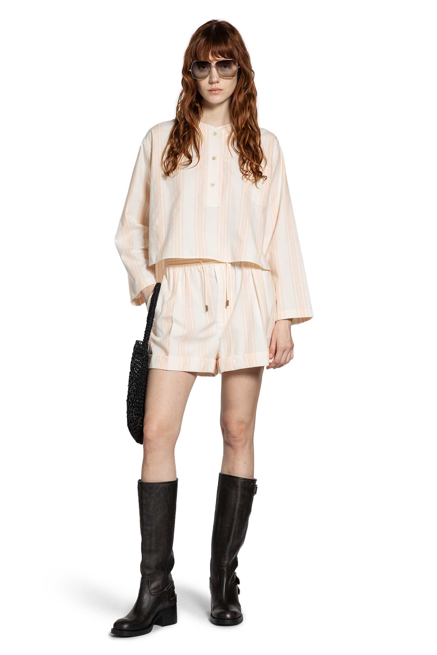 Long Sleeve Crop Top in Cotton