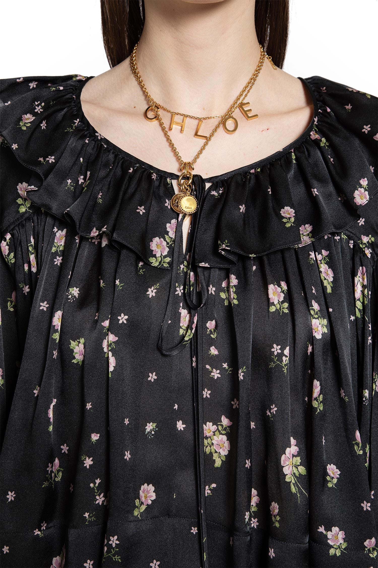 Liberty Print Maxi Gathered Ruffle Top