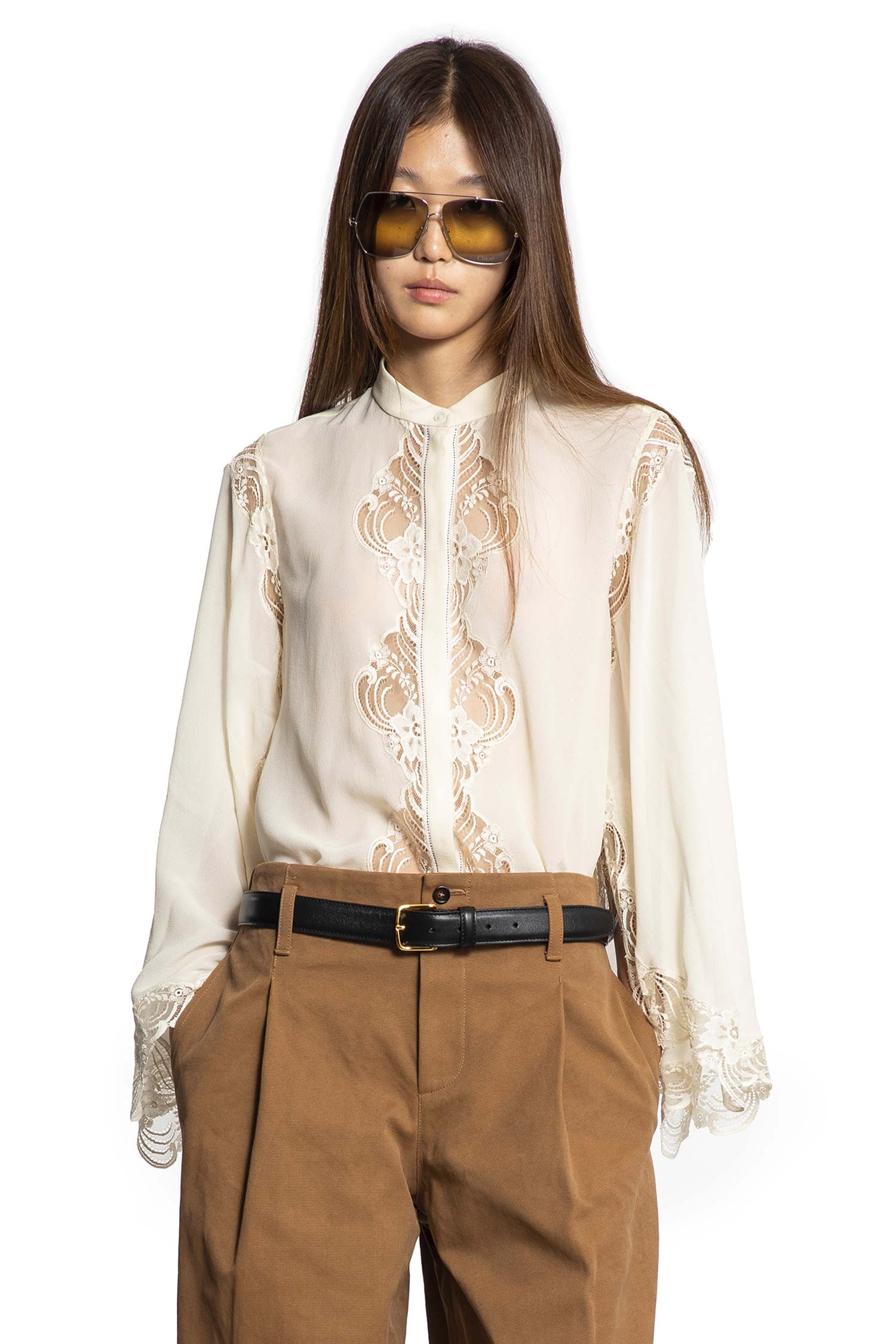 Blouse in Georgette and Lace - Antonioli.eu