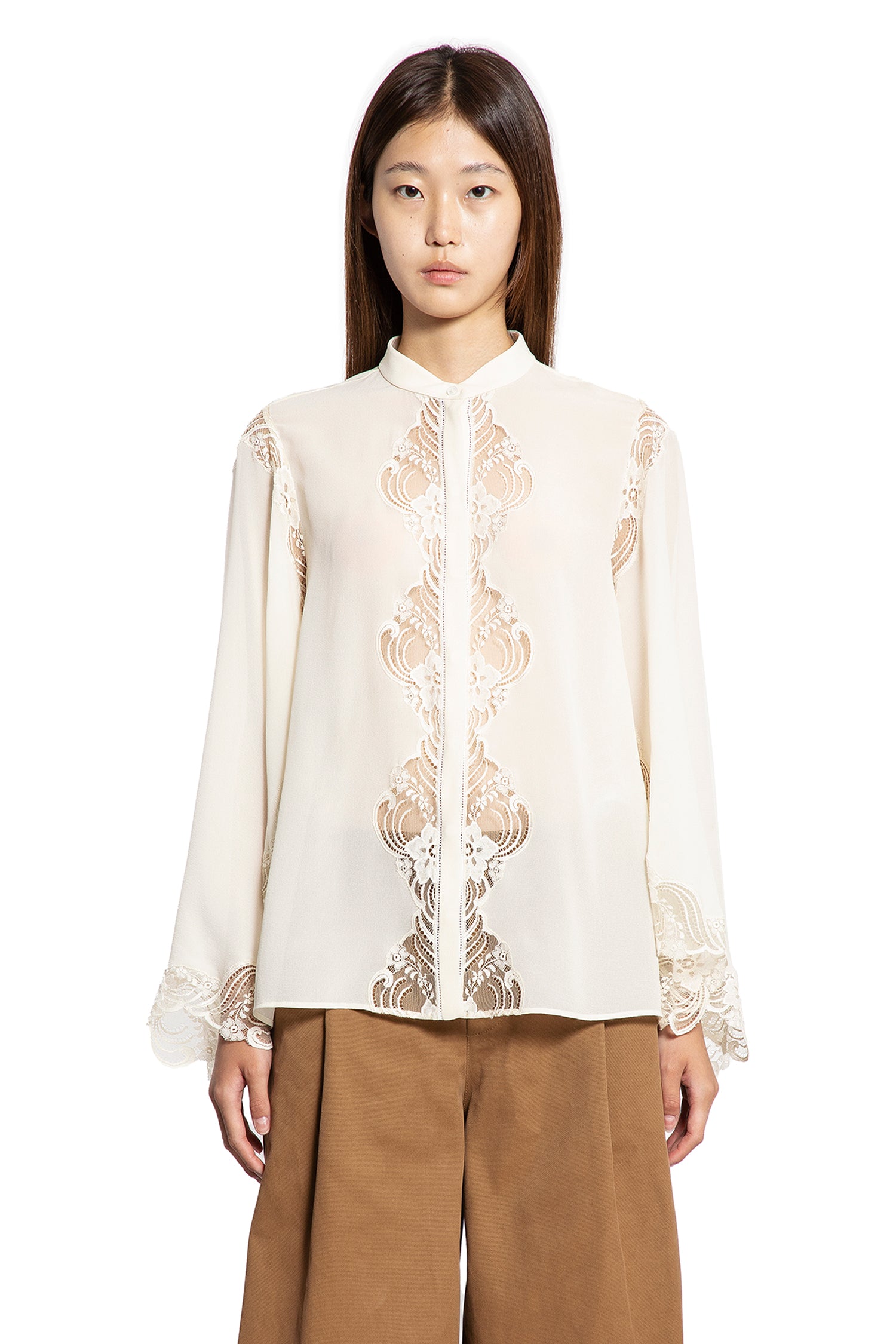 Blouse in Georgette and Lace - Antonioli.eu