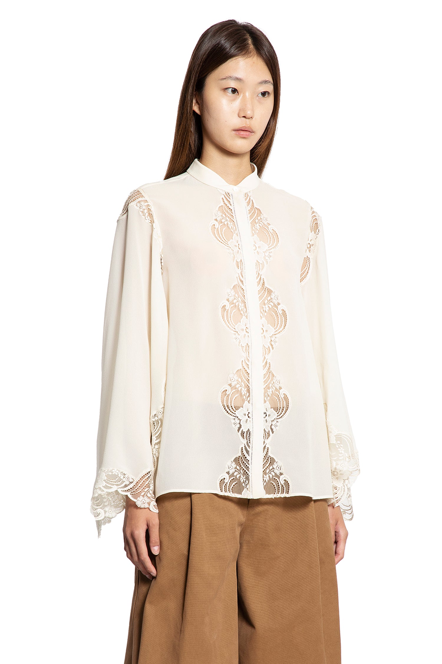 Blouse in Georgette and Lace - Antonioli.eu