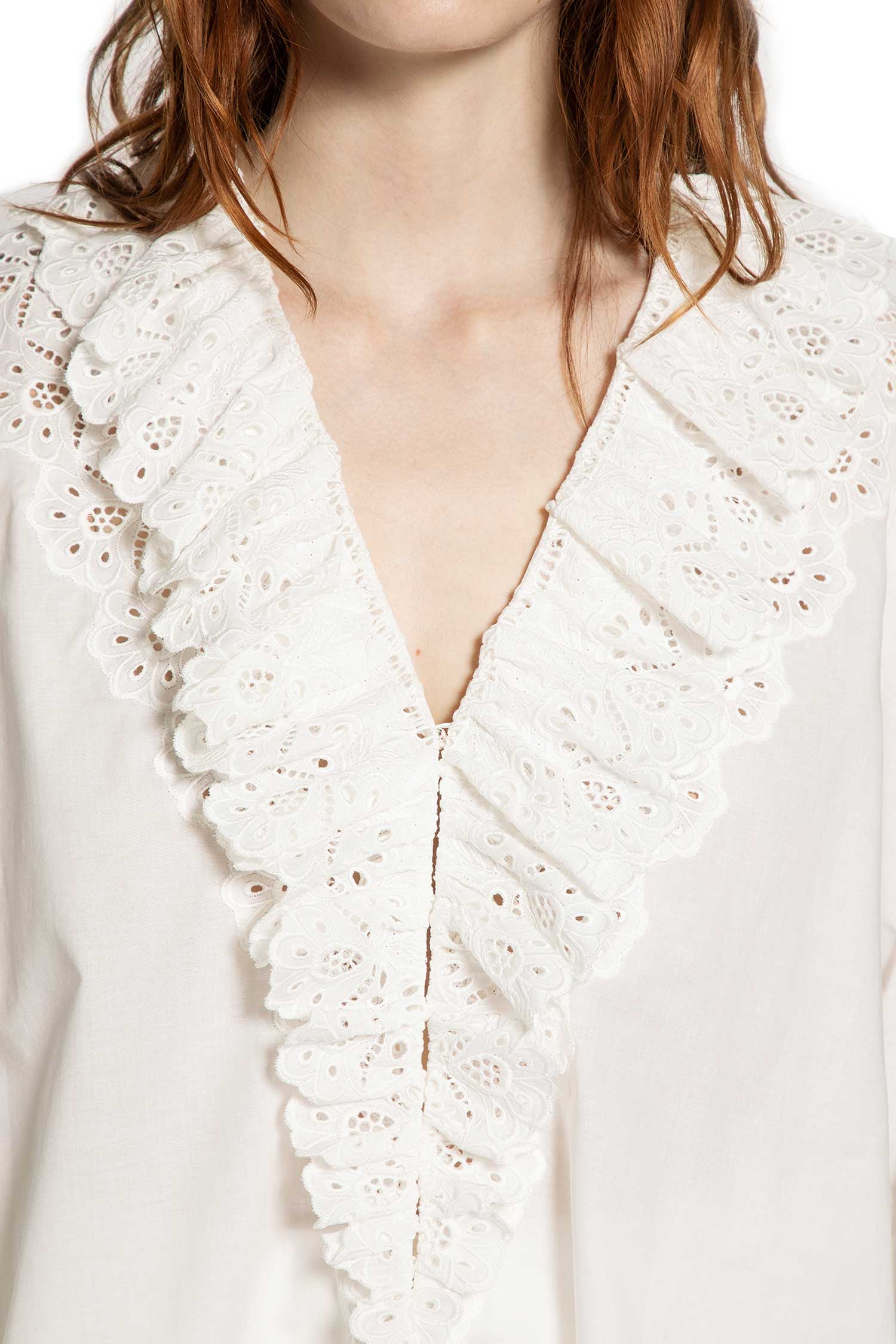 Puff Sleeve V-Neck Top in Cotton Voile