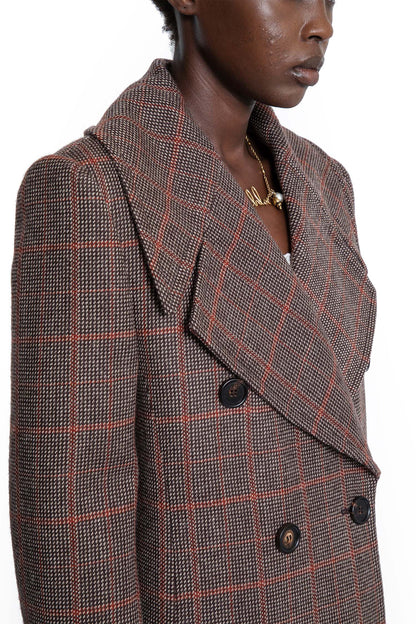 Long Double-Breasted Coat in Check Wool - Antonioli.eu