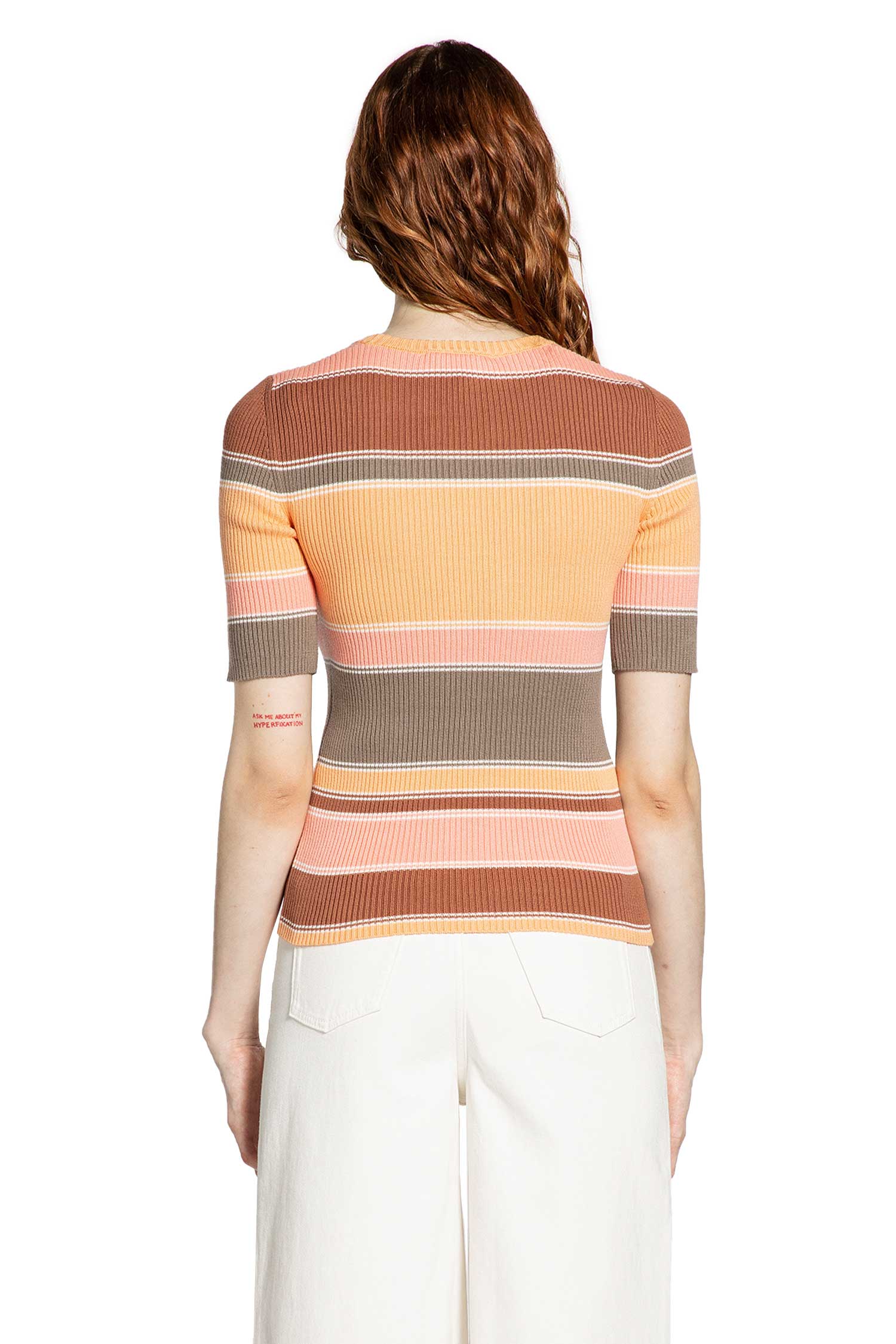 Striped Ribbed-Knit Top