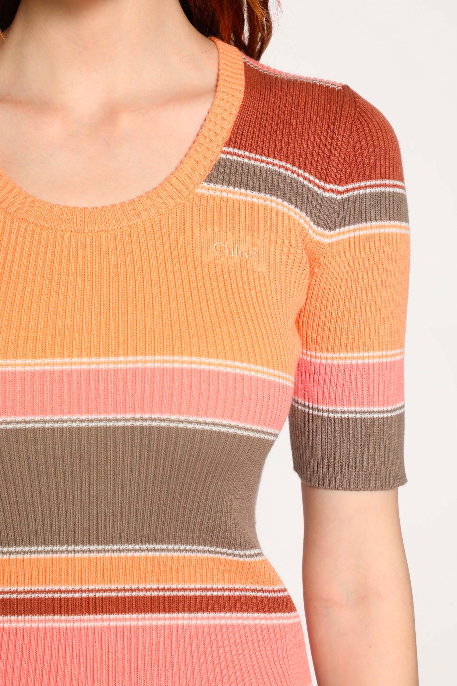Striped Ribbed-Knit Top