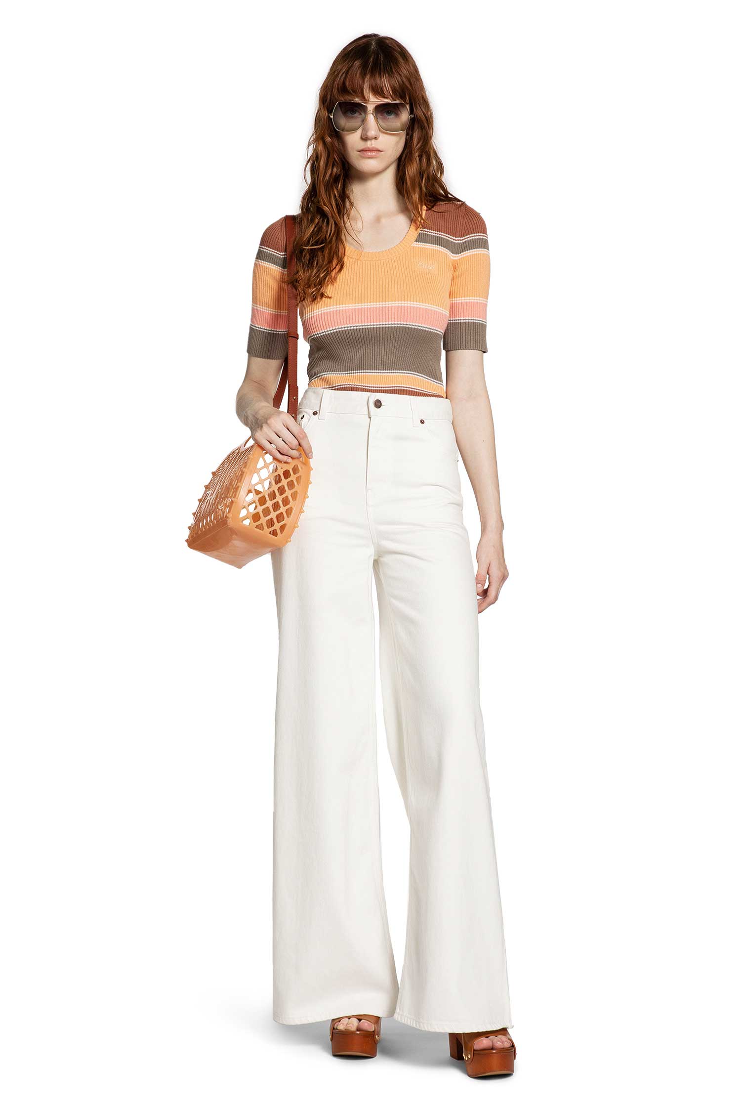 Striped Ribbed-Knit Top