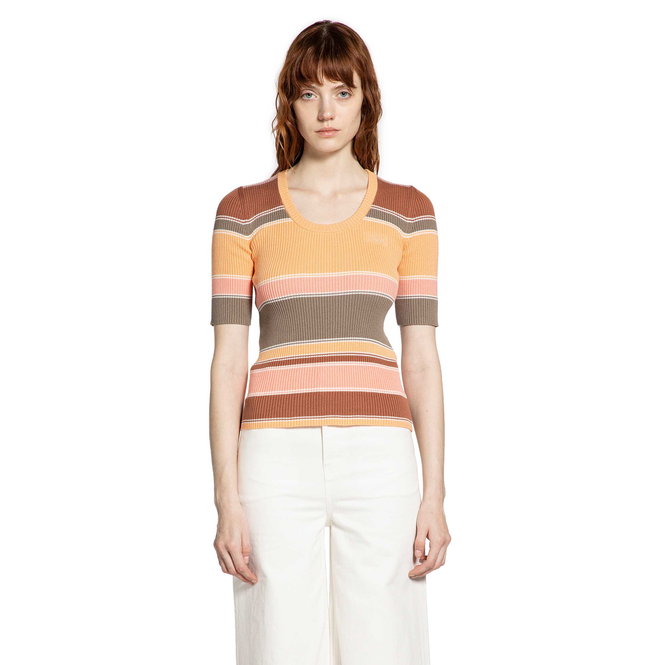 Striped Ribbed-Knit Top