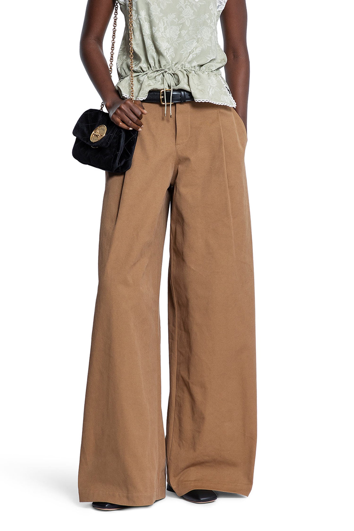 High-Rise Wide-Leg Pants in Cotton Canvas - Antonioli.eu