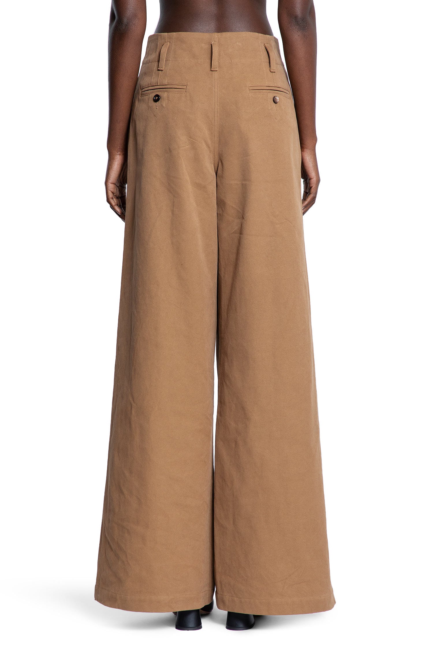 High-Rise Wide-Leg Pants in Cotton Canvas - Antonioli.eu