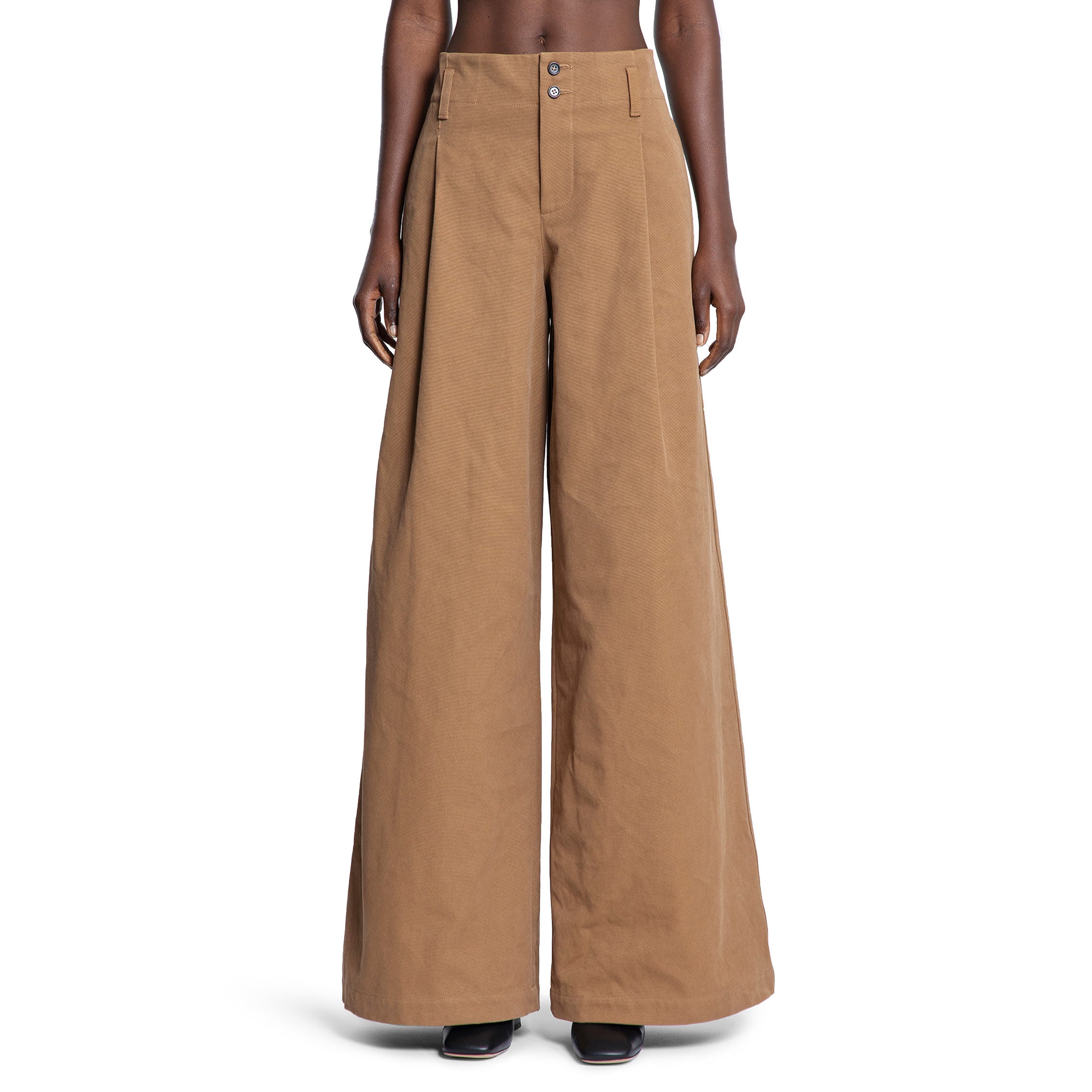 High-Rise Wide-Leg Pants in Cotton Canvas - Antonioli.eu