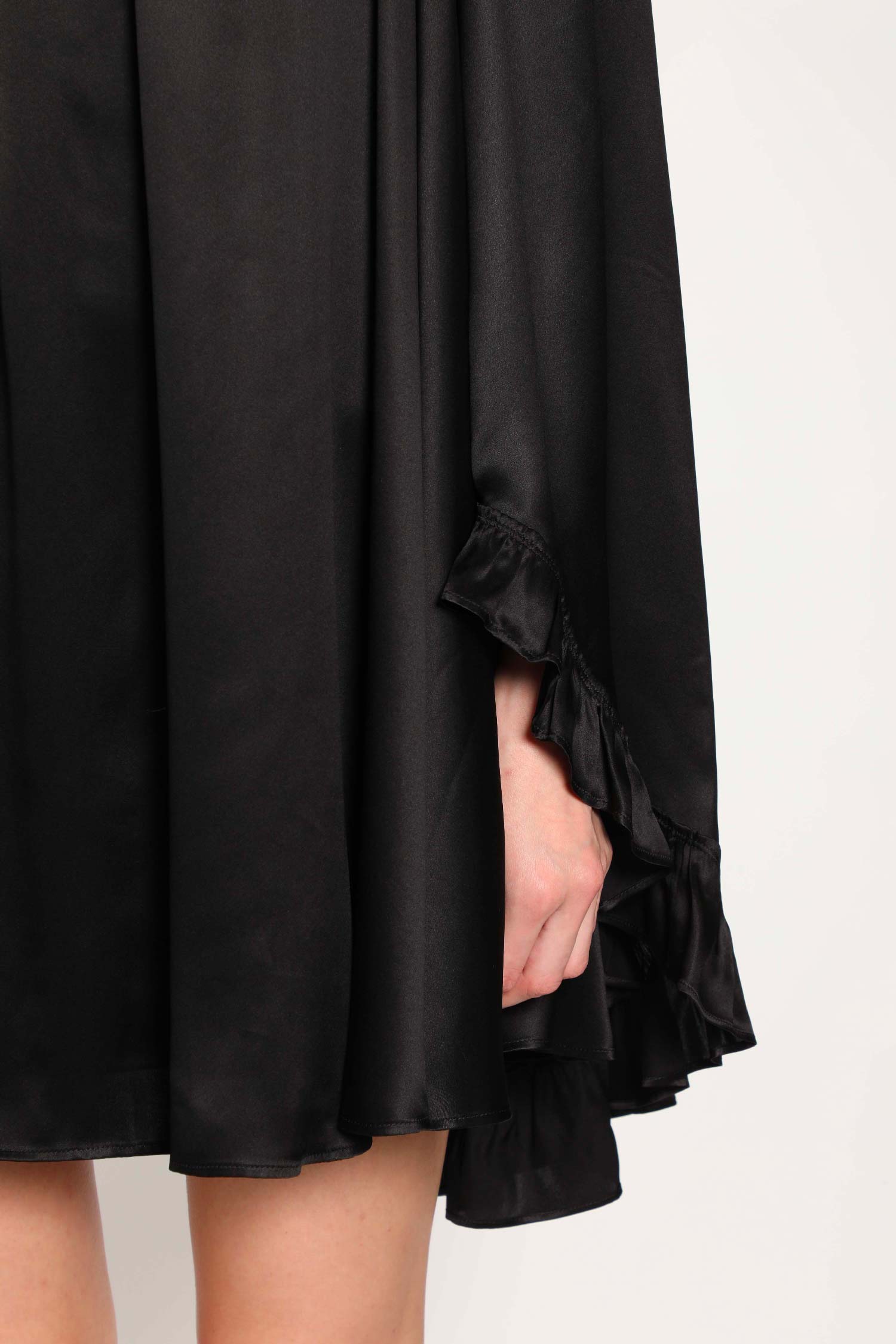 Pleated Mini Dress in Silk Satin