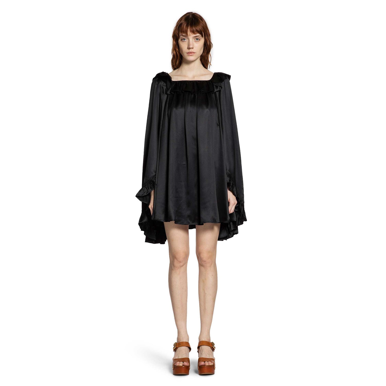 Pleated Mini Dress in Silk Satin - Antonioli.eu