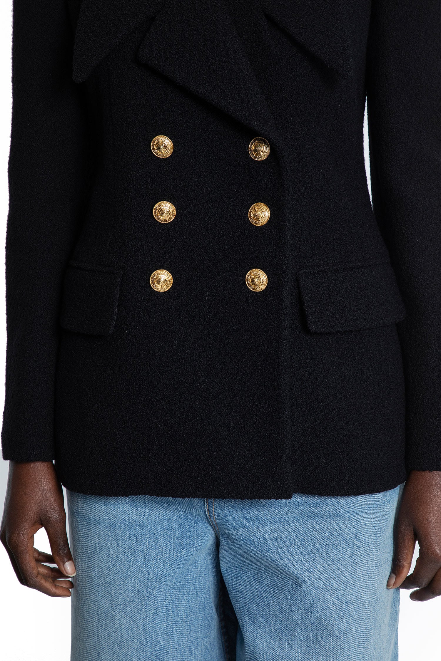 Double-Breasted Blazer in Wool Bouclette