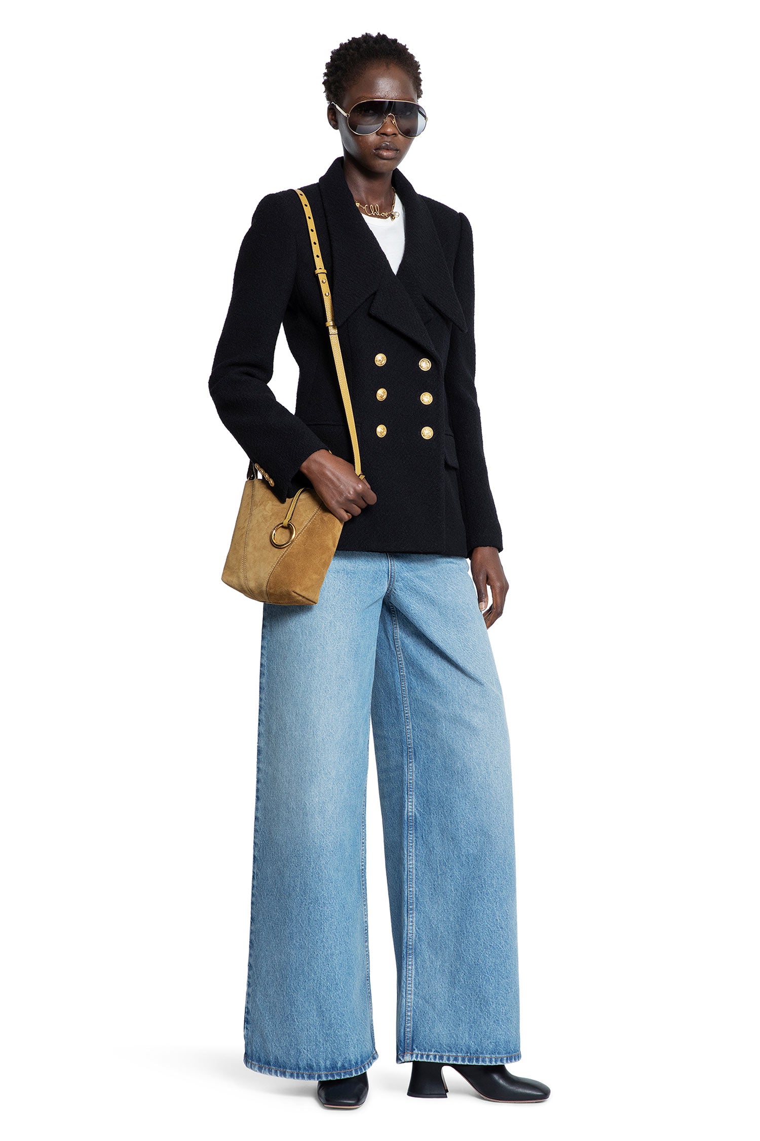 Double-Breasted Blazer in Wool Bouclette