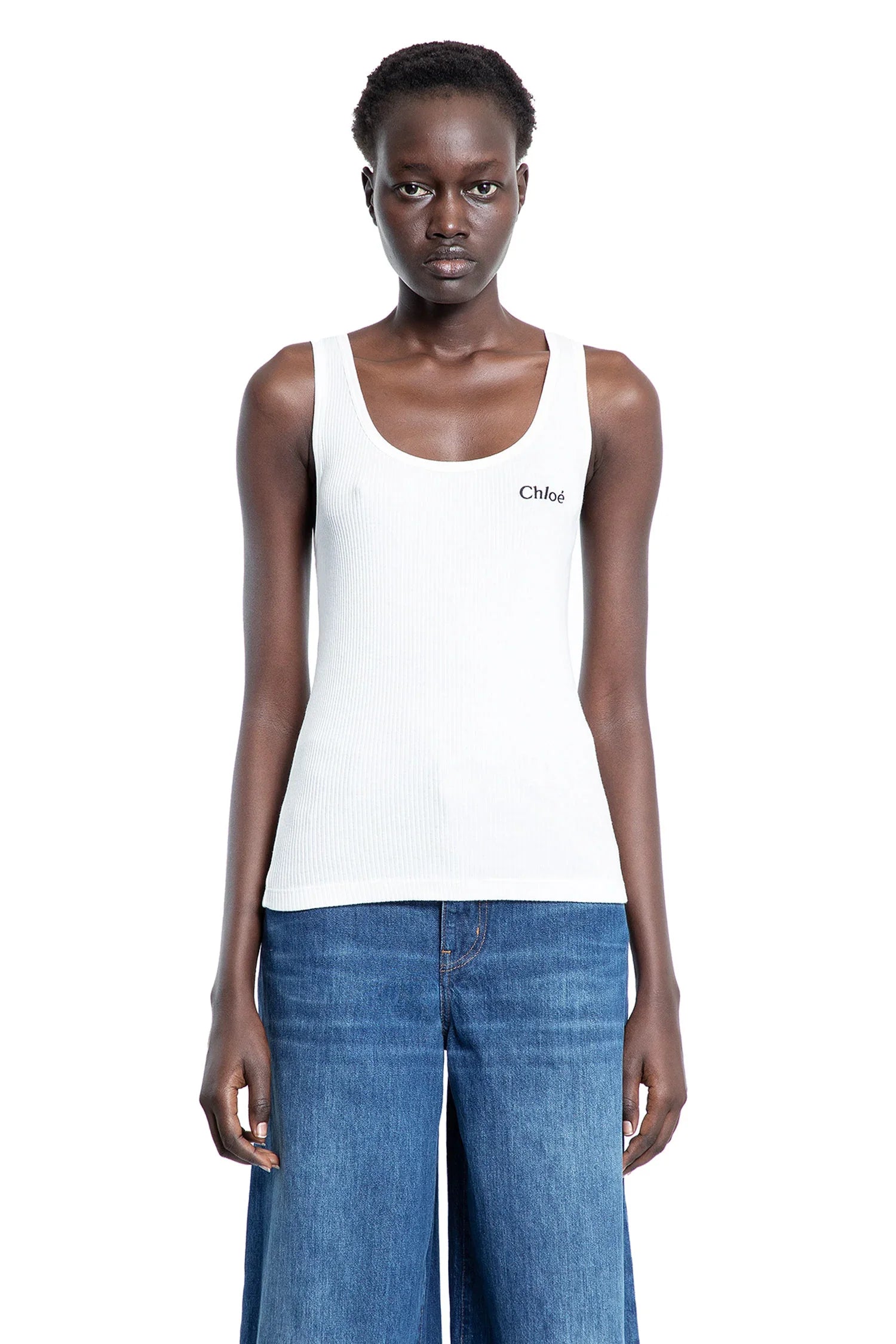 Ribbed Jersey Logo Tank Top - Antonioli.eu