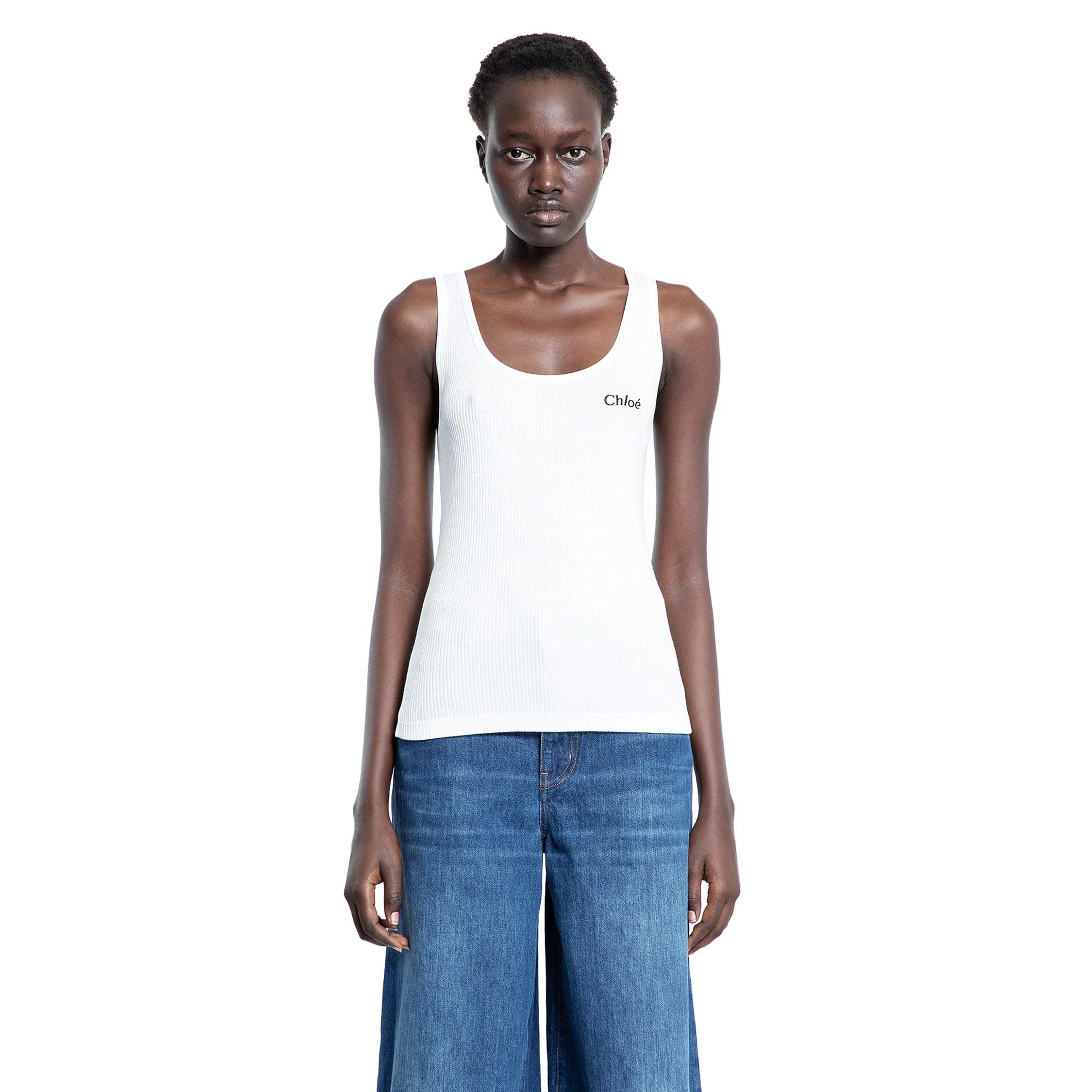 Ribbed Jersey Logo Tank Top - Antonioli.eu