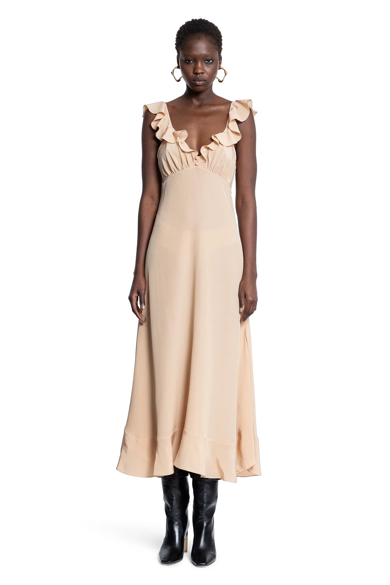 Long Sun Dress in crêpe de chine - Antonioli.eu